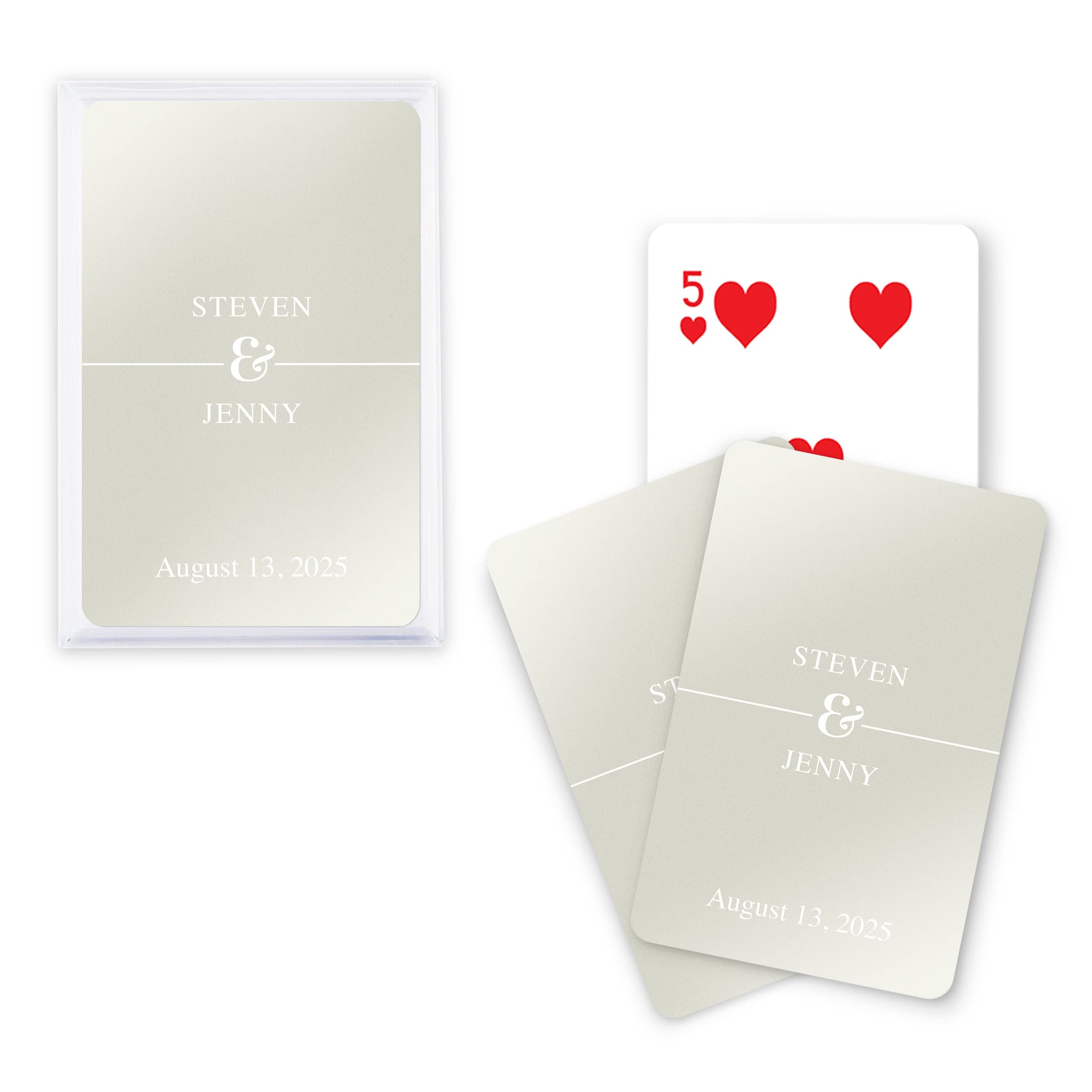 WEDDINGSTAR Customizable Metallic Printed Playing Cards - Classic Script (Pack of 5)
