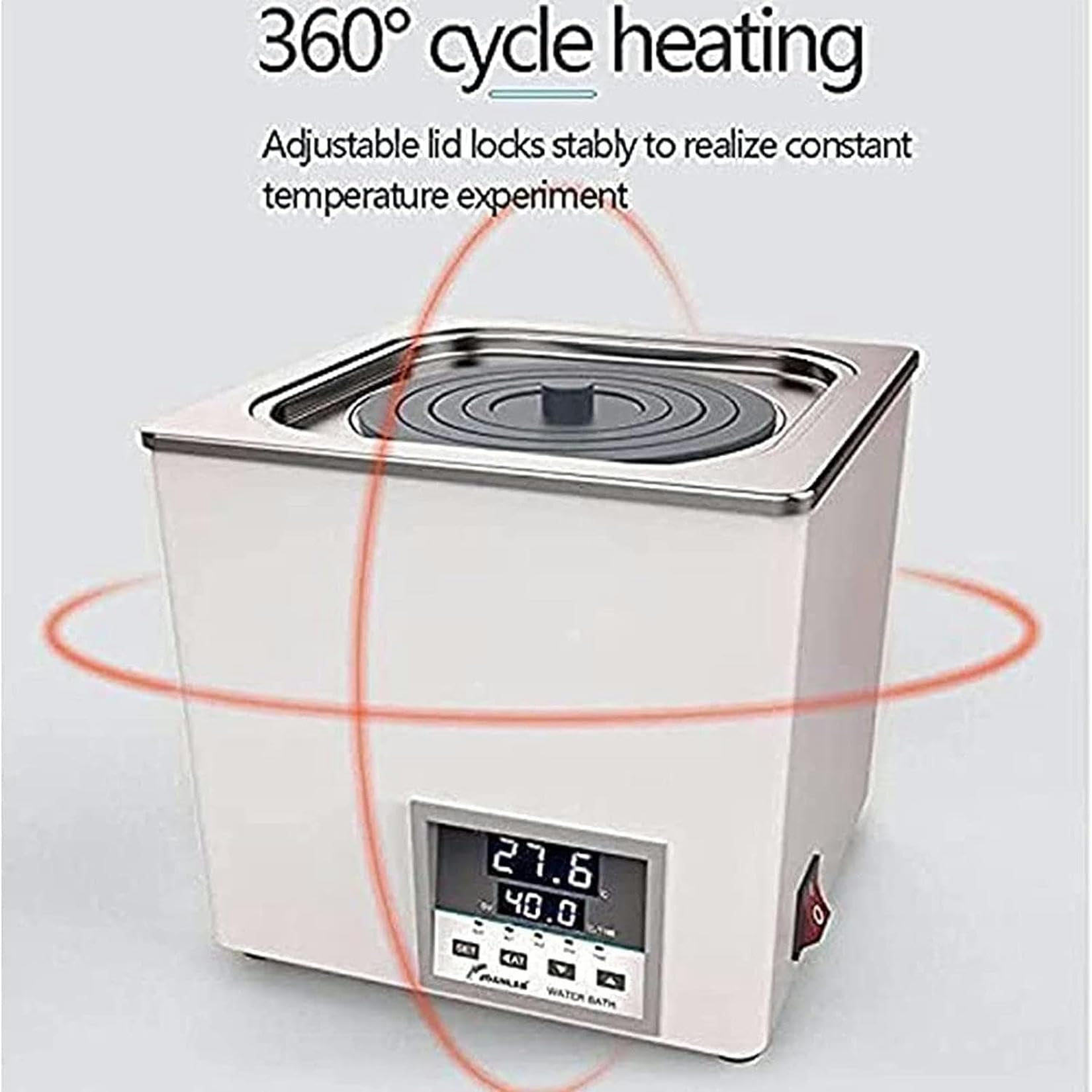 Riscaldatore termostatico per bagnomaria da Laboratorio, Display Digitale, Rivestimento in Acciaio Inossidabile, capacità 3/6/12/18 Litri, Funzione di temporizzazione Riscaldamento circolante a 360