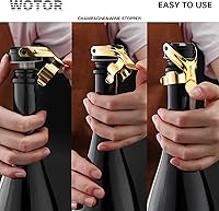 Vista 10 de WOTOR Champagne&Wine Bottle Stoppers Stainless Steel with Food Grade Silicone, Leak Proof Keep Fresh Reusable Saver, Cork Suitable for Wine, Silver