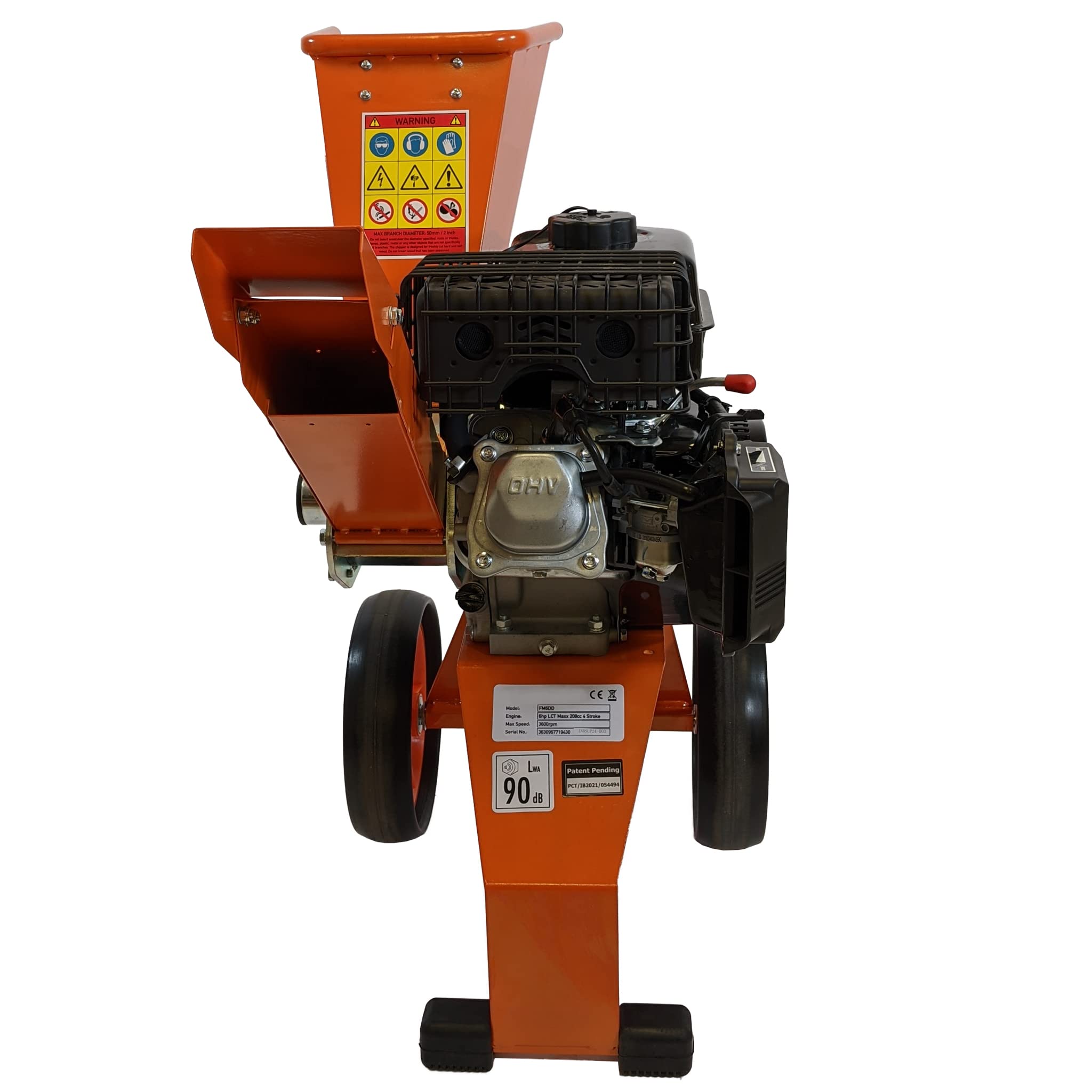 ARROWS-UK - Trituradora de madera eléctrica compacta de 6 HP - Potente trituradora de jardín para ramas - Ligero y maniobrable - Sin mantenimiento de cinturón o cadena - 1 año de garantía