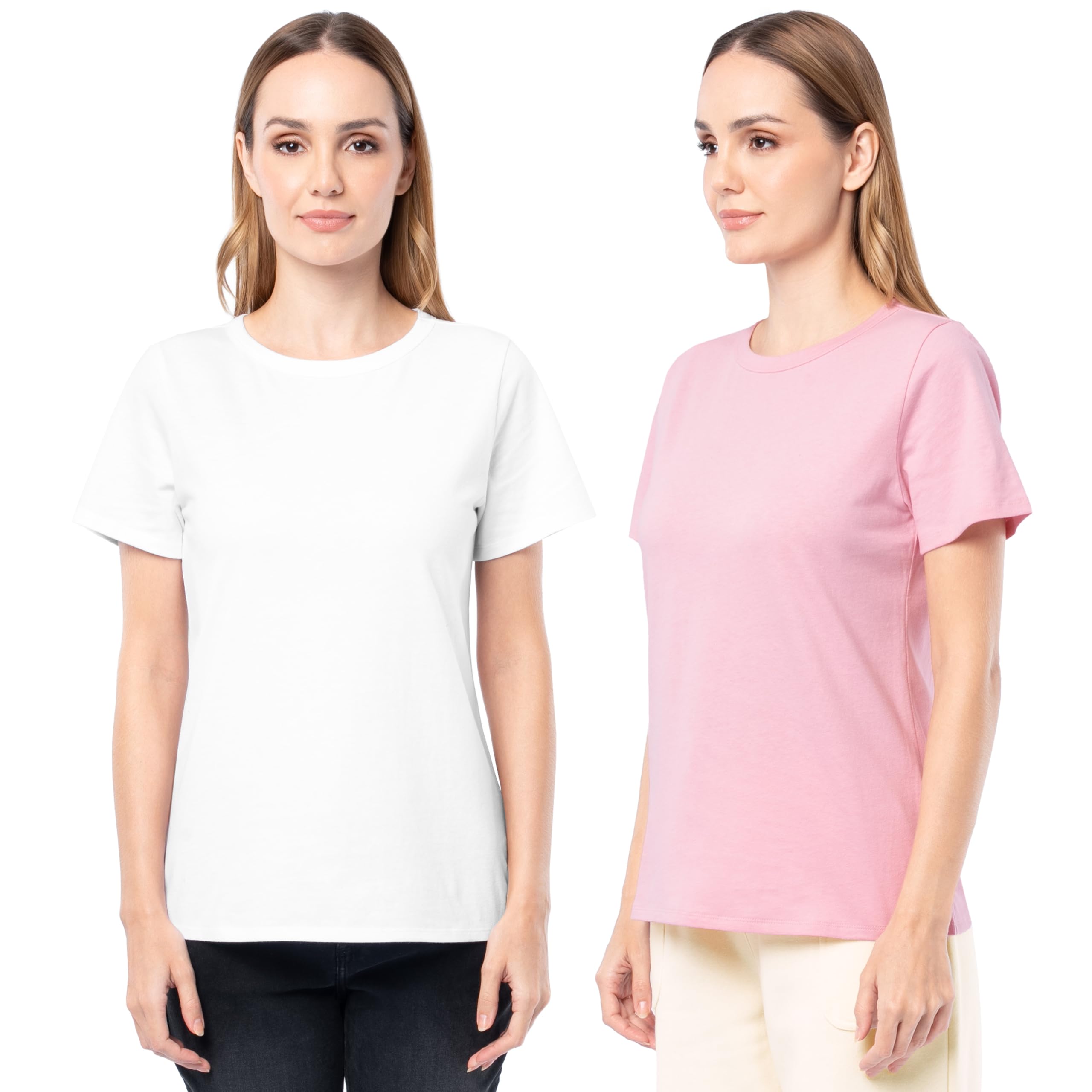Women's Short Sleeve Crew Neck T-Shirt, 2 Pack