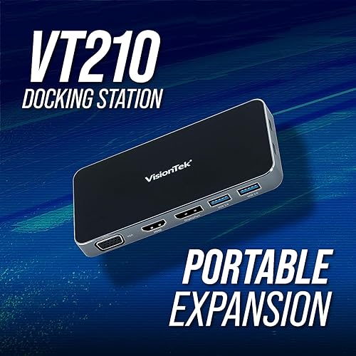 Miniatura 2 de VisionTek VT210 - Estación de acoplamiento USB-C de doble pantalla con paso de alimentación - DP, HDMI, VGA, 2X USB-A, 1 USB-C para Windows, Mac,