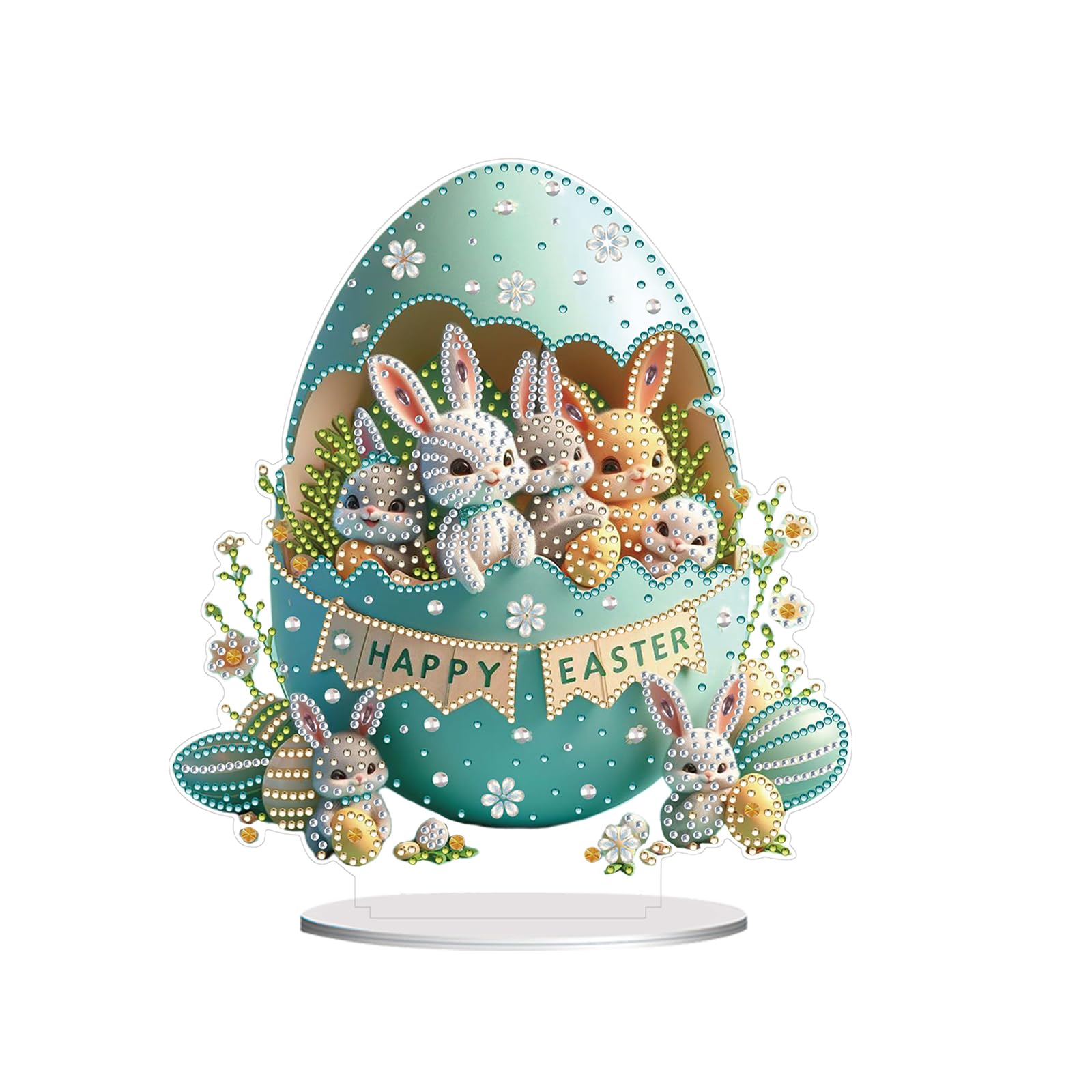 Awesocrafts Easter Bunny Diamond Art Table Top Ornaments Xxxxx, 5D Diamond Painting Tabletop Decorations Special Shape Crystal Art Christmas Desktop Decor (Easter Bunny)