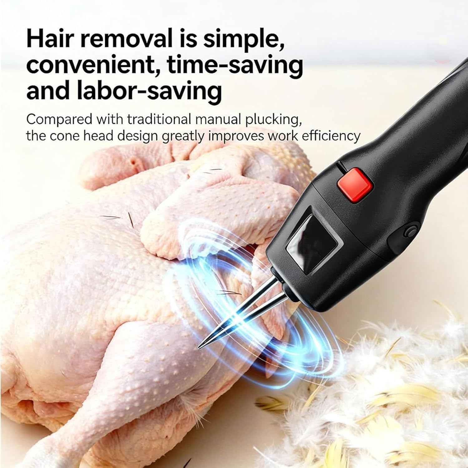 Máquina eléctrica de plumas de aves de corral, dispositivo de mano de 11000 RPM con batería recargable, abrazadera desmontable para pollos, patos, gansos y cerdos
