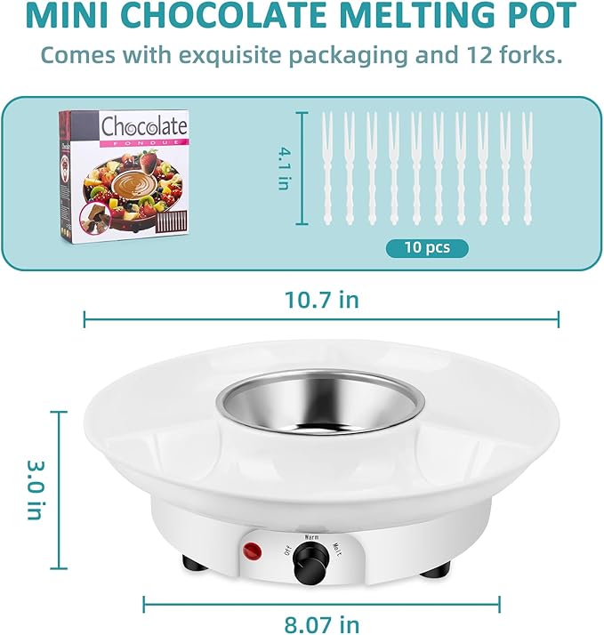 Mini Fuente de Chocolate Eléctrica de 8.79oz con 4 Tenedores miniatura 3