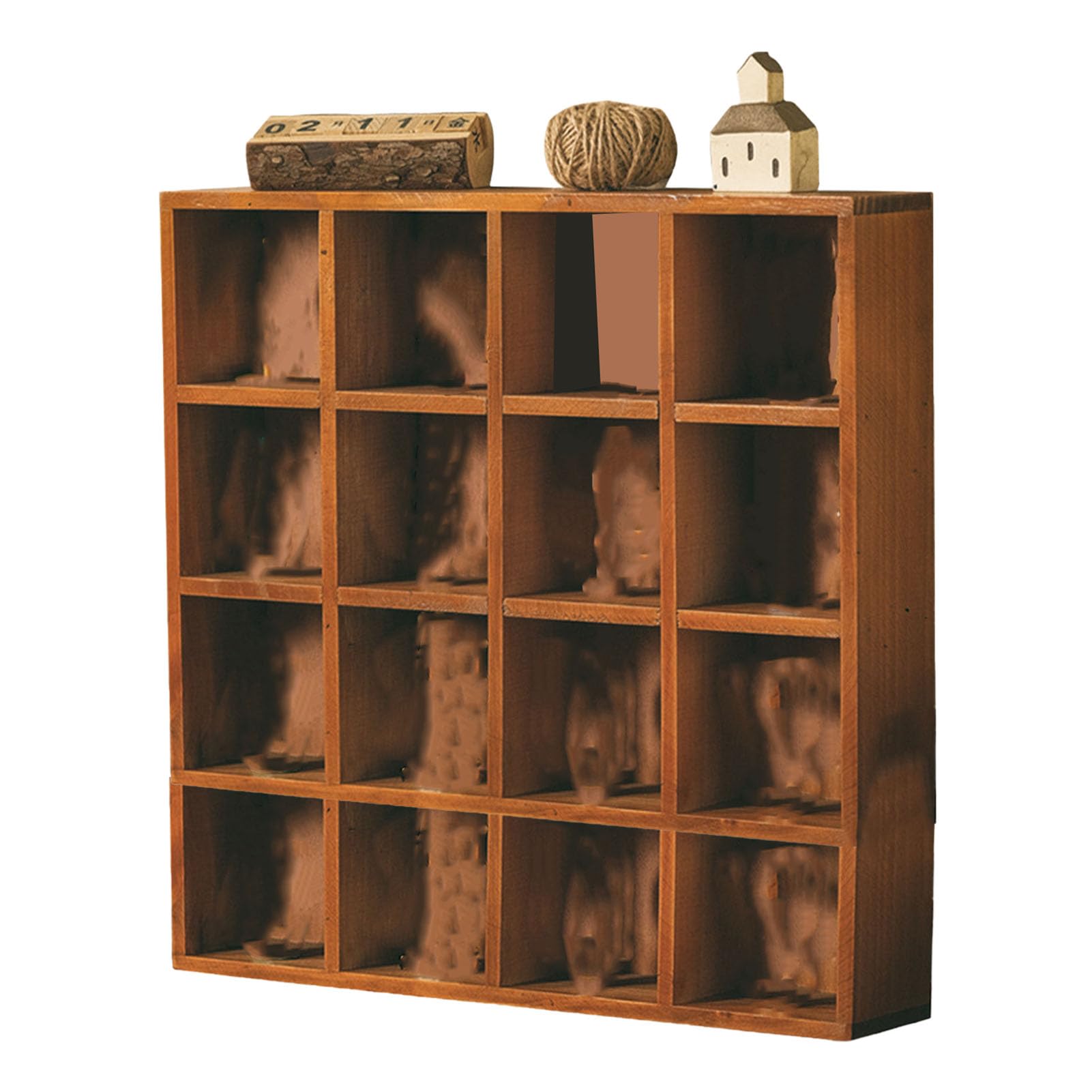 Espositore a parete in legno, facile da montare con 16 griglie, perfetta per ufficio o decorazione domestica, vetrina action figure e oggetti da collezione