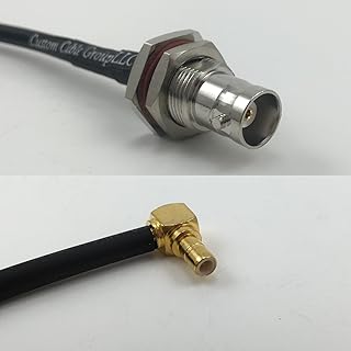 12 inch RG188 BNC FEMALE BIG BULKHEAD to SMB MALE ANGLE Pigtail Jumper RF coaxial cable 50ohm Quick USA Shipping