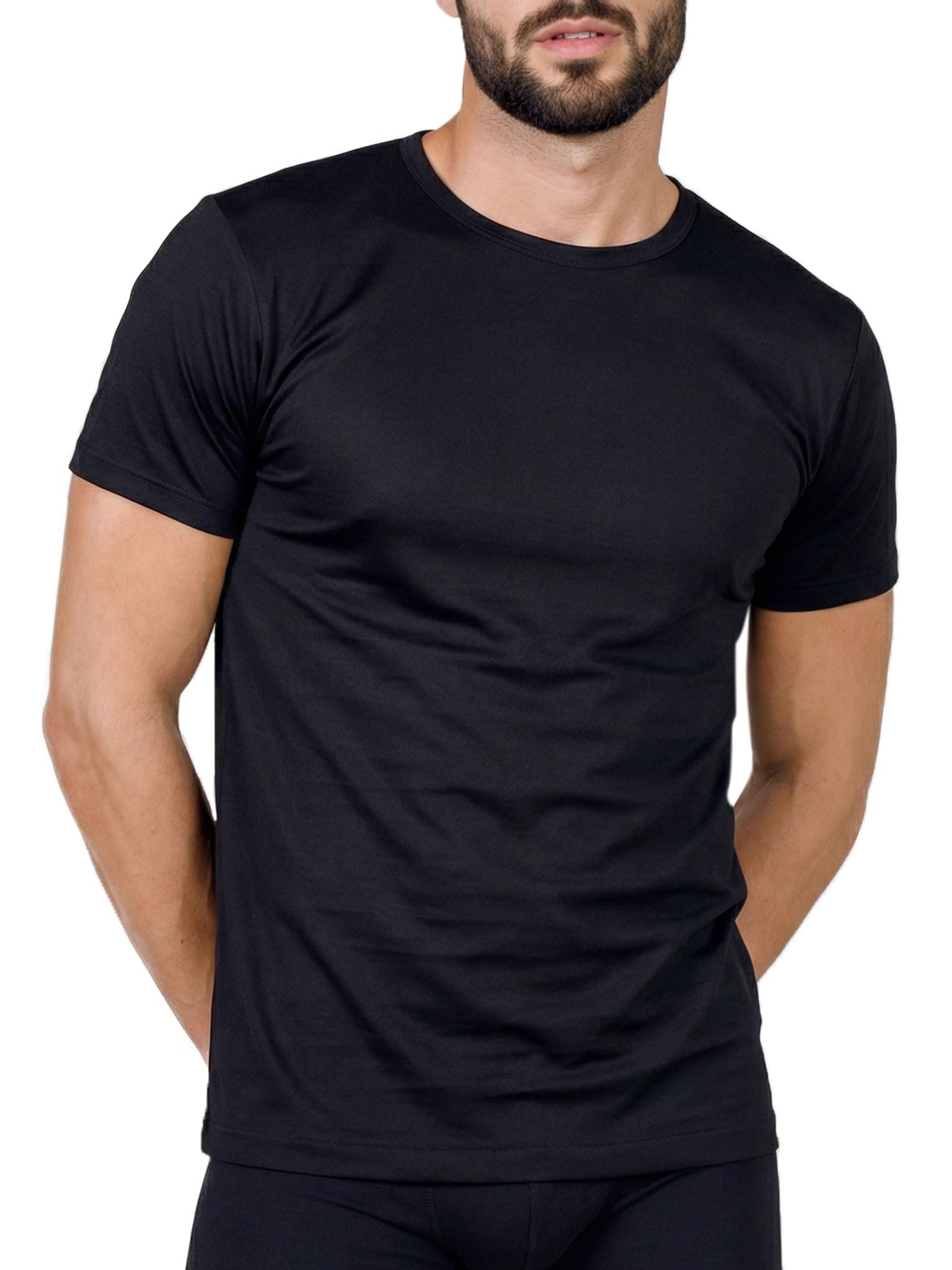 EGI Maglia Intima Uomo Mezza Manica in Cotone Filo di Scozia, T-Shirt Girocollo Traspirante Sottocamicia Elegante Estiva Anti-Sudore Made in Italy Art. 5321