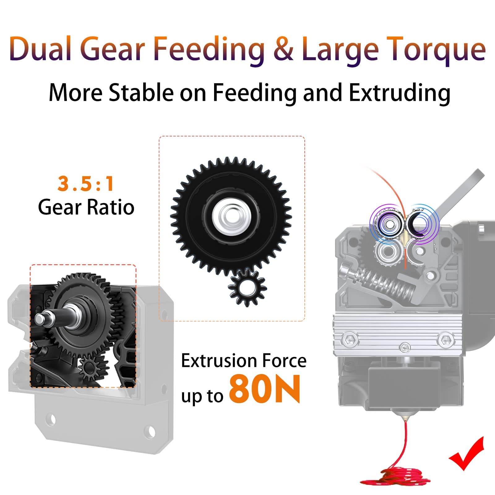 YOOPAI Creality SpriteDirect DriveExtruder Pro Kit,kit de actualización de extrusora de metal paraEnder 3/Ender 3 v2/Ender 3 Pro/Ender 3 Max impresora 3D, diseño de ventilador dual de doble engranaje