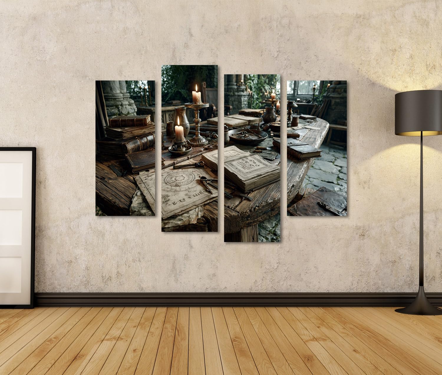 islandburner Quadro su tela storico medievale, decorazione da tavolo per soggiorno, per gli amanti della storia, 4 pezzi
