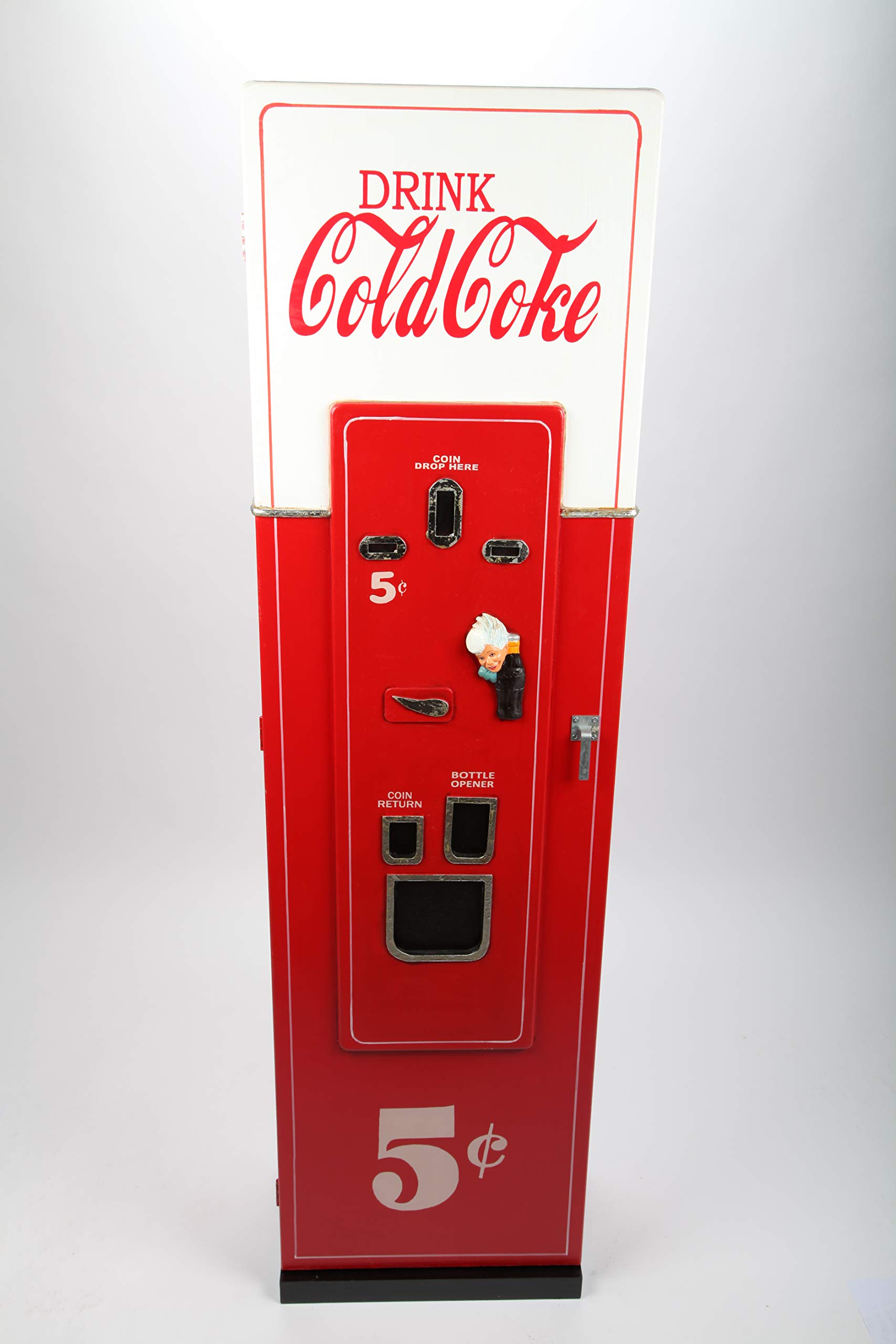 Design-Schrank Getränke-Automat, Regal aus Holz, Lifestyle-Möbel im Retrolook, rot/weiß, 150cm