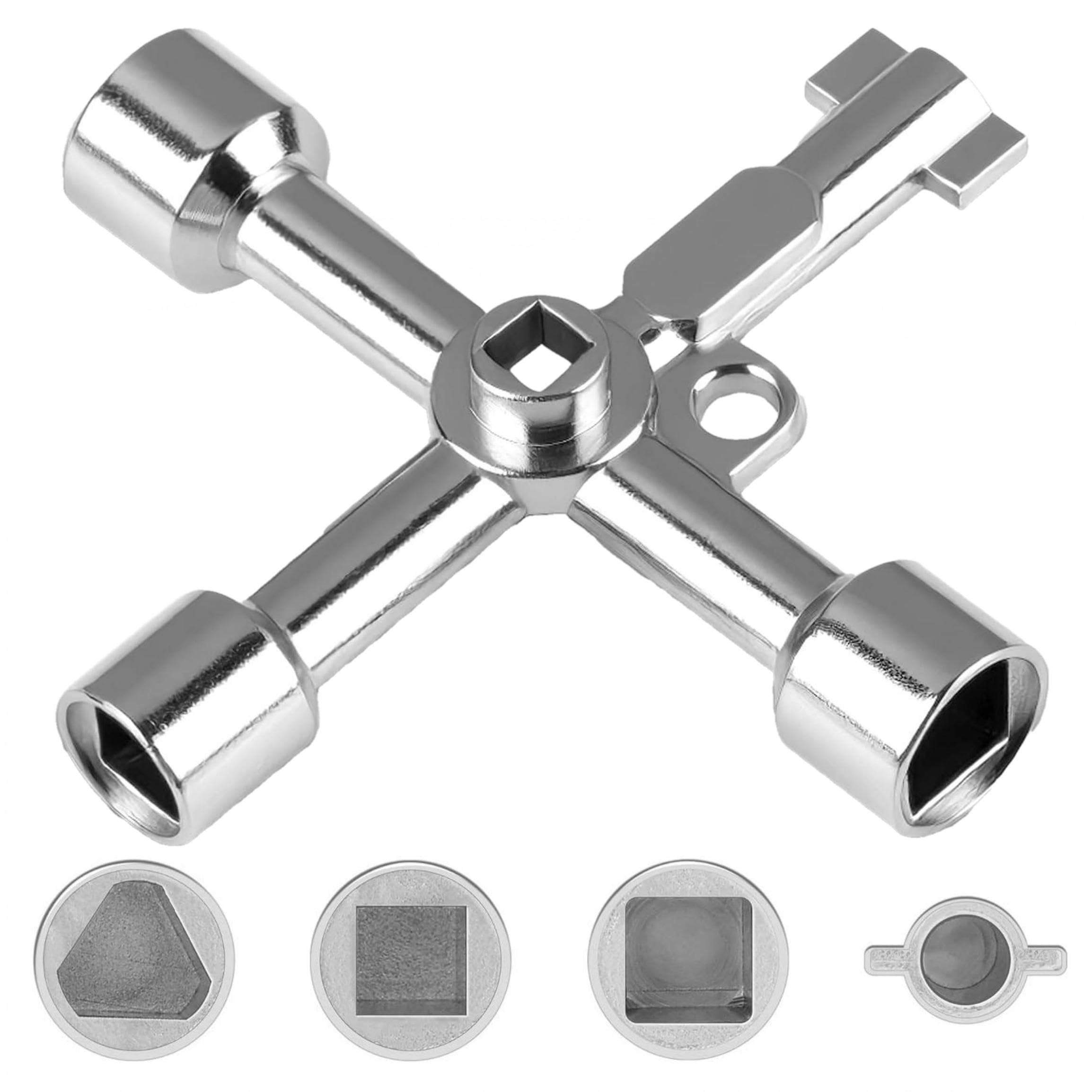 4-Way Utility Key – Durable Meter Box Key with Triangle, Square