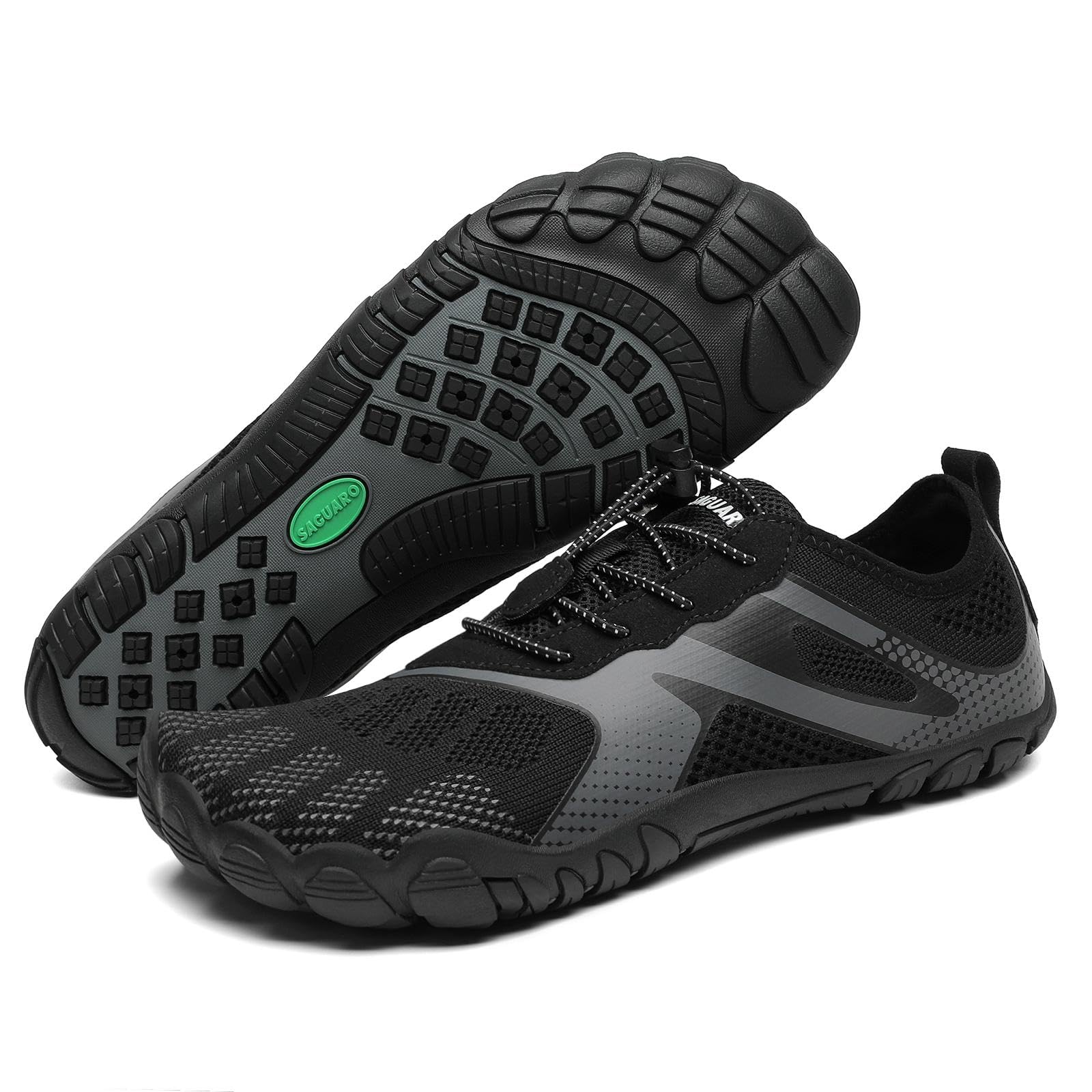 SAGUARO Mens & Womens Barefoot Beach & Pool Shoes - Non-Slip, Quick-Dry, Aqua, River, Gym, Surf - Black US 11.5 Men/13.5 Women