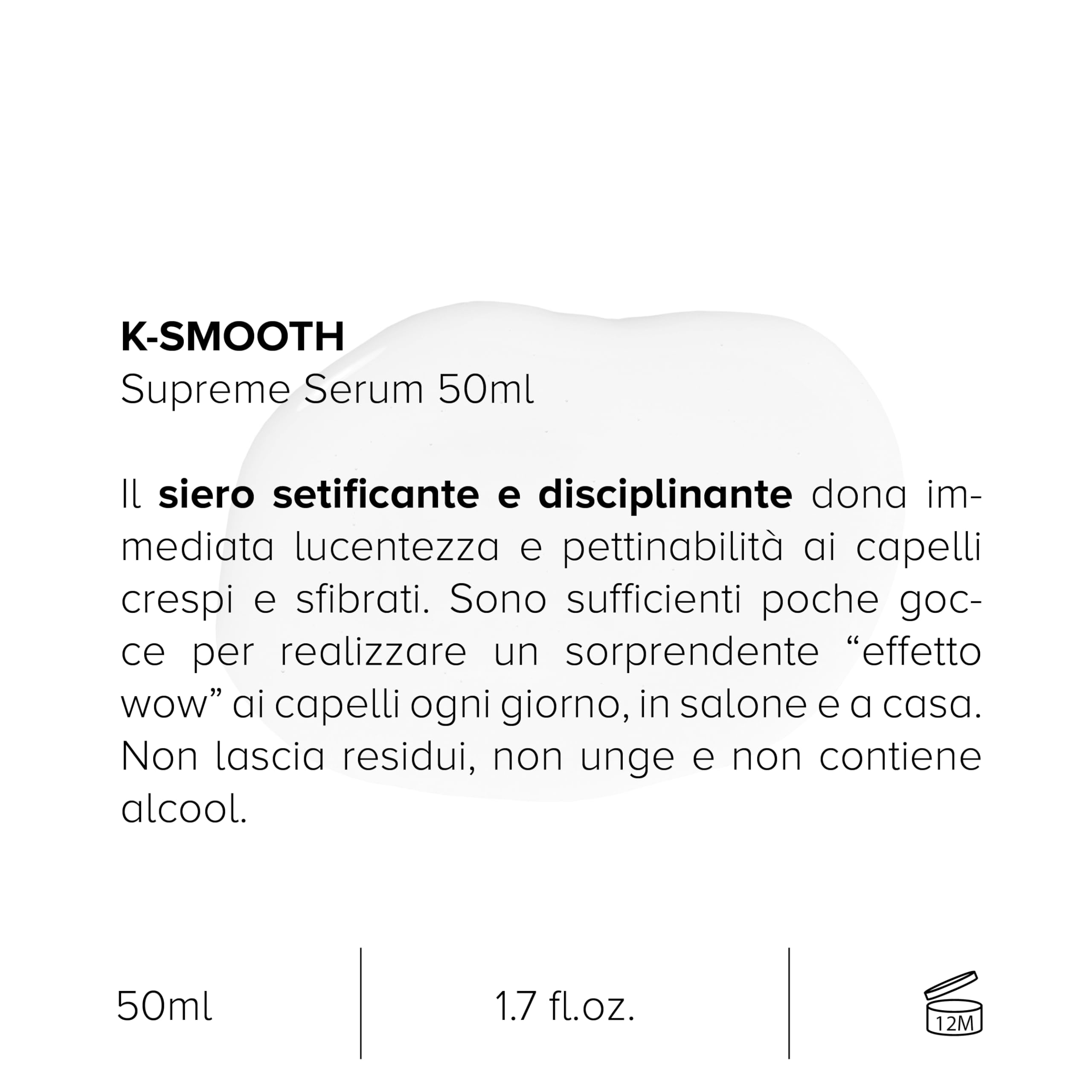 Cotril K-Smooth Supreme Siero Disciplinante Capelli 50ml - Effetto Seta, Anti-Crespo, con Olio di Cocco, per Tutti i Tipi di Capelli