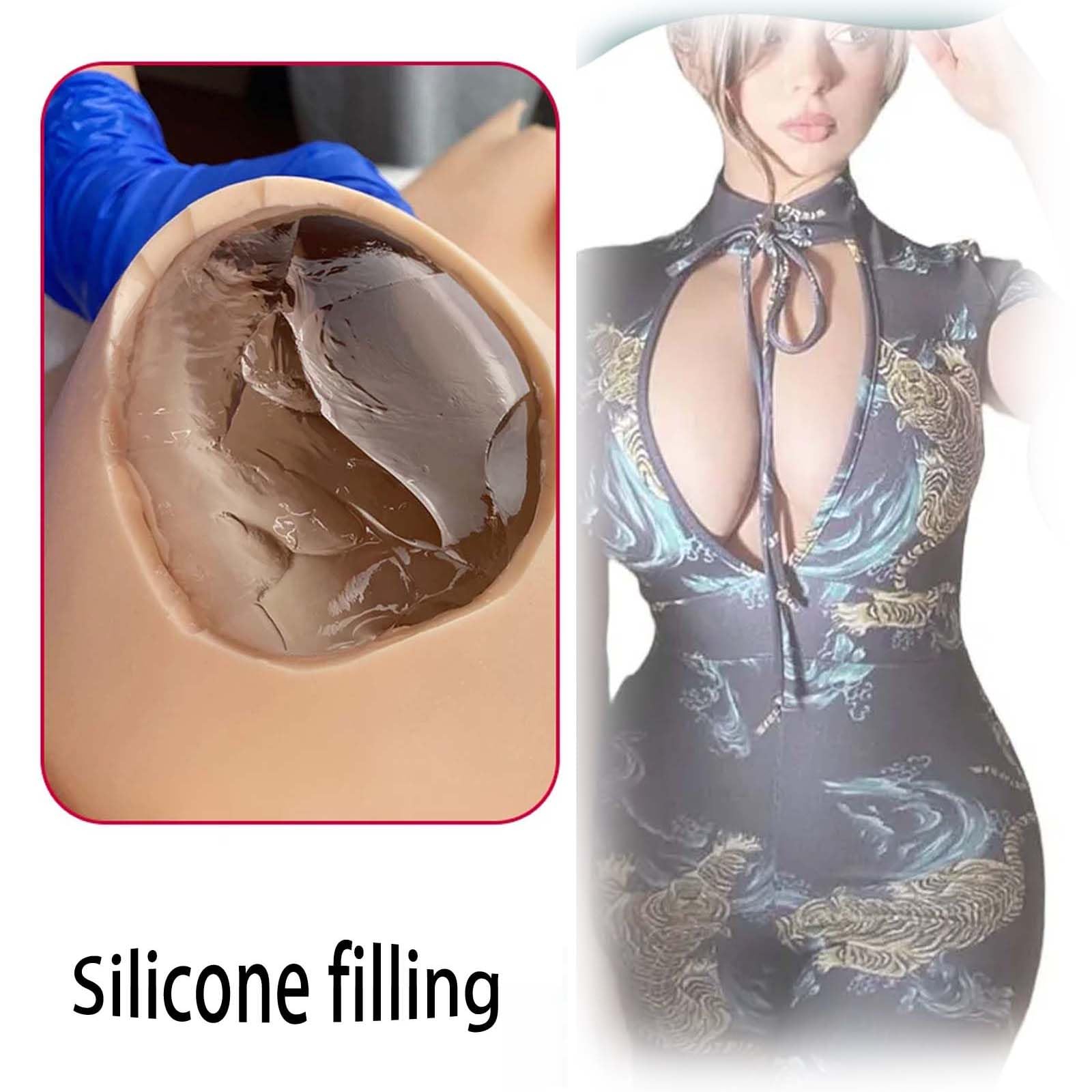 Adima Copa D - H En Forma De Pecho Sujetador Relleno De Silicona Cuello Redondo En Forma De Pecho Falso del Travesti