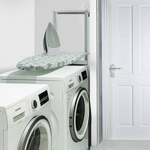 Miniatura 5 de SheeChung Tabla de planchar montada en la pared de 36 x 12 pulgadas, tabla de planchar plegable con cubierta extraíble resistente al calor, tabla de