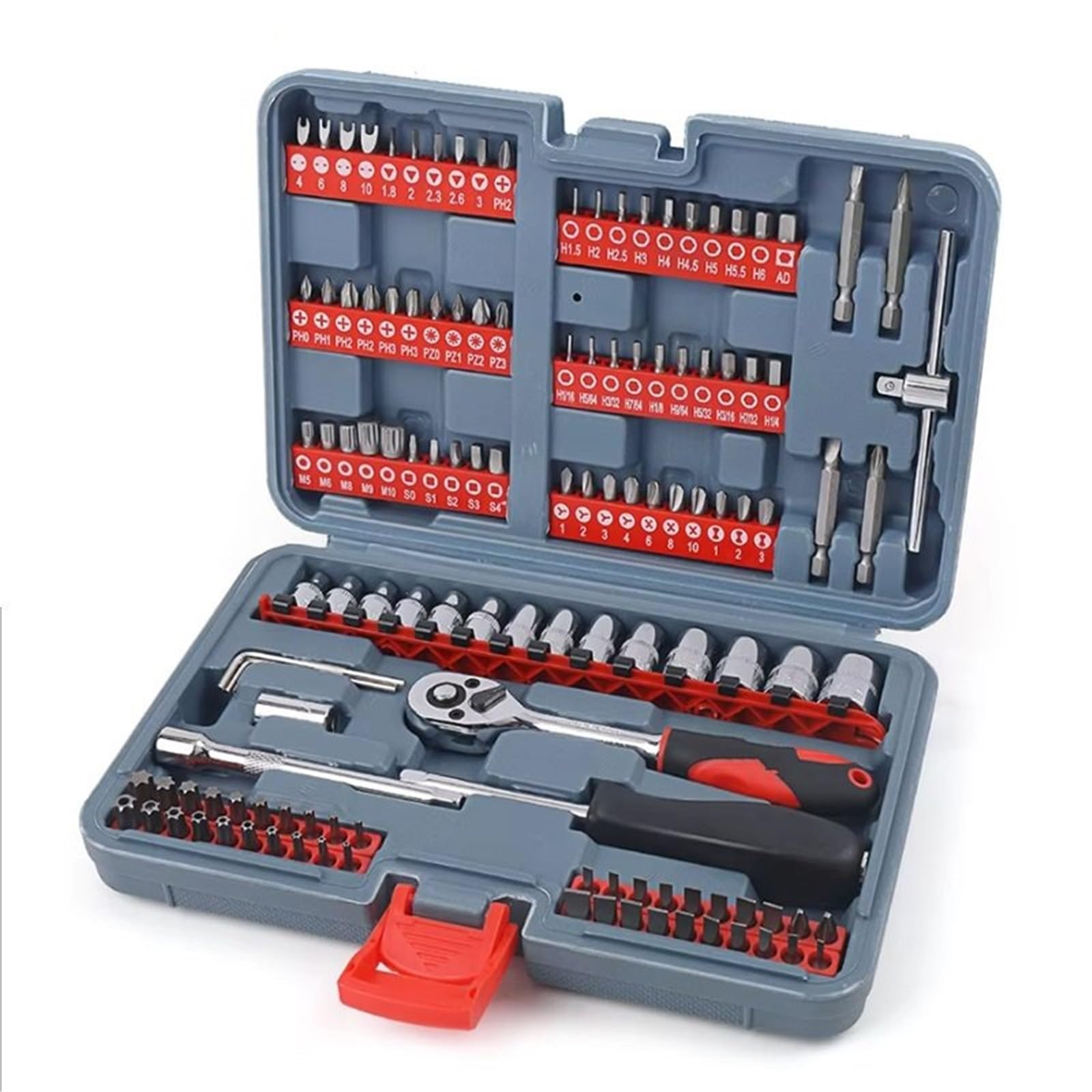 VBHdtE Tool Box for Home 1/4 Adjustable Socket Wrench 126 in 1 Ratchet Socket Set CRV Screwdriver Bit Set Household Hand Repair Tool Set Kit