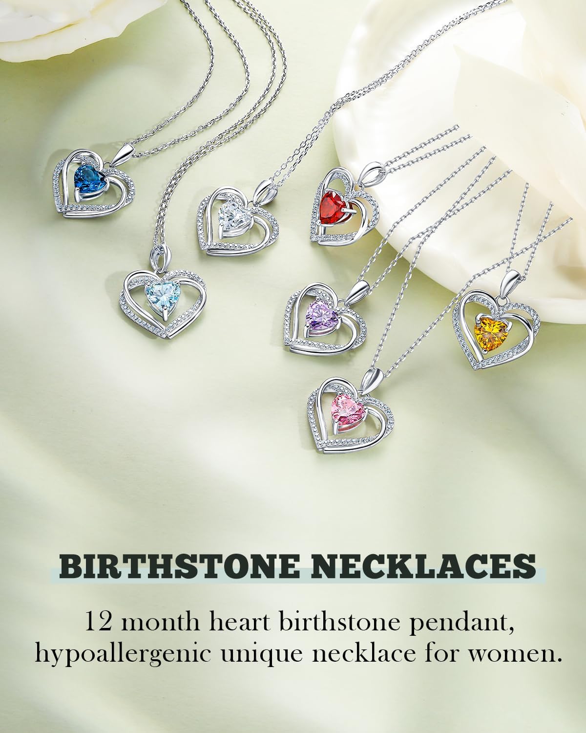 14K Gold Plated/925 Sterling Silver Necklace for Women Birthstone Heart Pendant on a Delicate Chain 18 inch Mother's Day Valentines Jewelry(with Box)