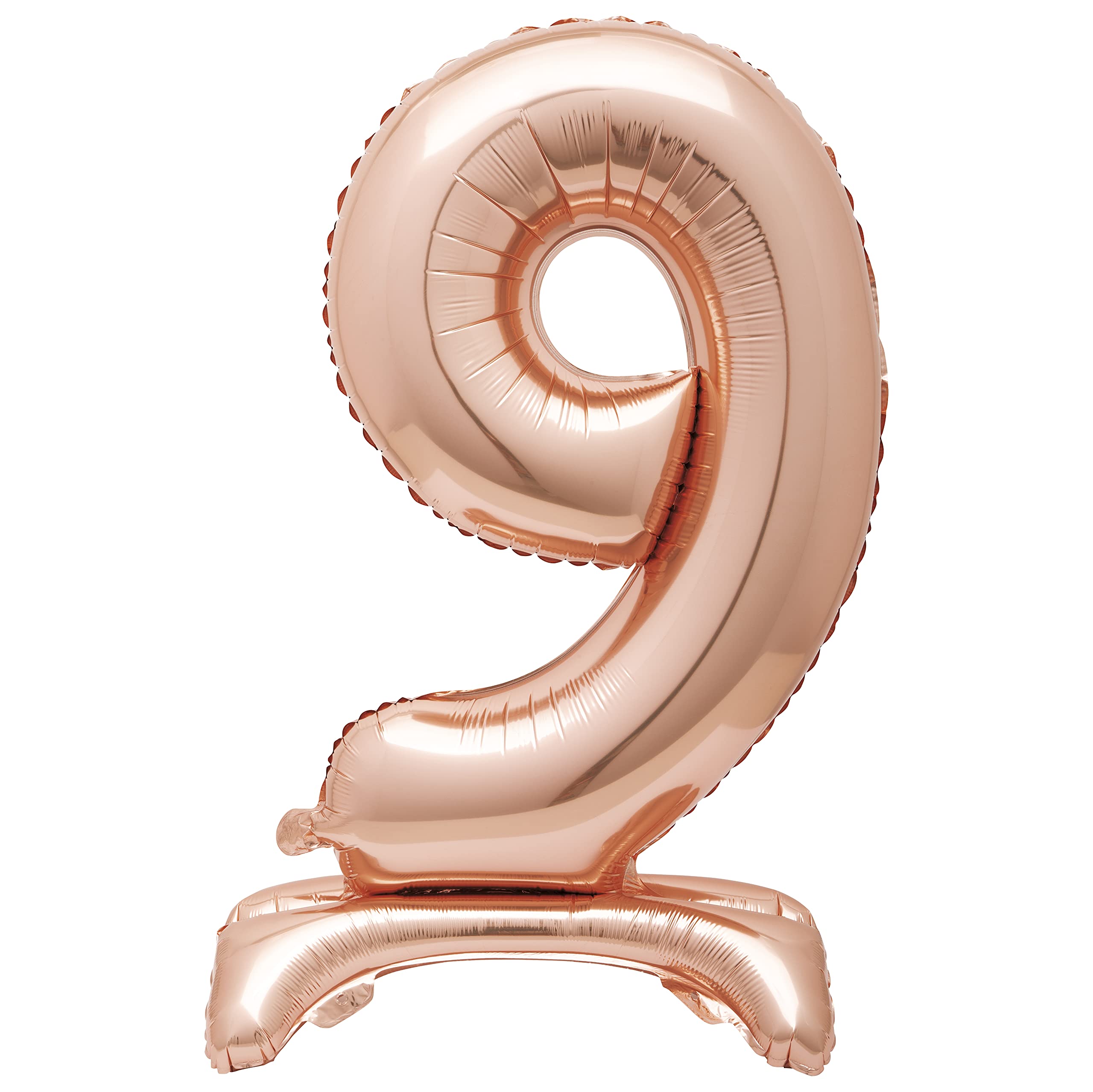 9 - Shaped Rose Gold Foil Balloon (76cm) - Stunning Free-Standing Party Decor - Perfect for Memorable Milestone Events - 1 Pc