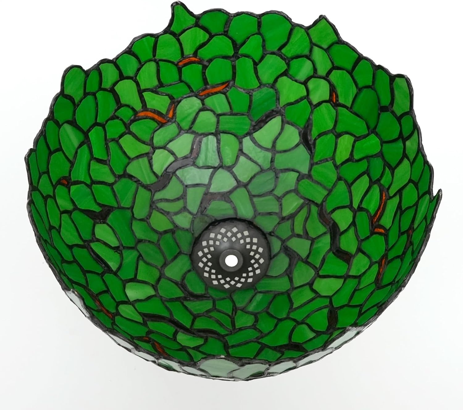 Tiffany Style Lamp Shade, 12 Inch Green Leaves Stained Glass Lamp Shade Replacement Creativity Lamp Cover Accessories Fit for Table Lamp Pendant Light Ceiling Light