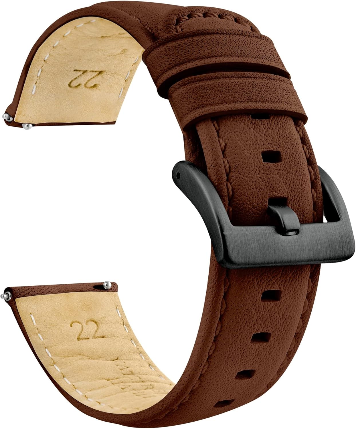 BARTON Water-Resistant Leather Watch Bands - Quick Release - Choose Strap Color & Size - 18mm, 20mm, 22mm & 24mm Watch Straps