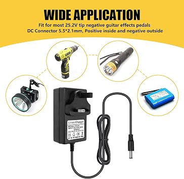 Universal Massage Gun Charger Adapter Replacement 25.2V 1A Power Supply Cord UK UKCA Certificate,100V~240V AC to DC 24 Volt 500mA with LED Indicator, Wide Voltage Adaptability Charging