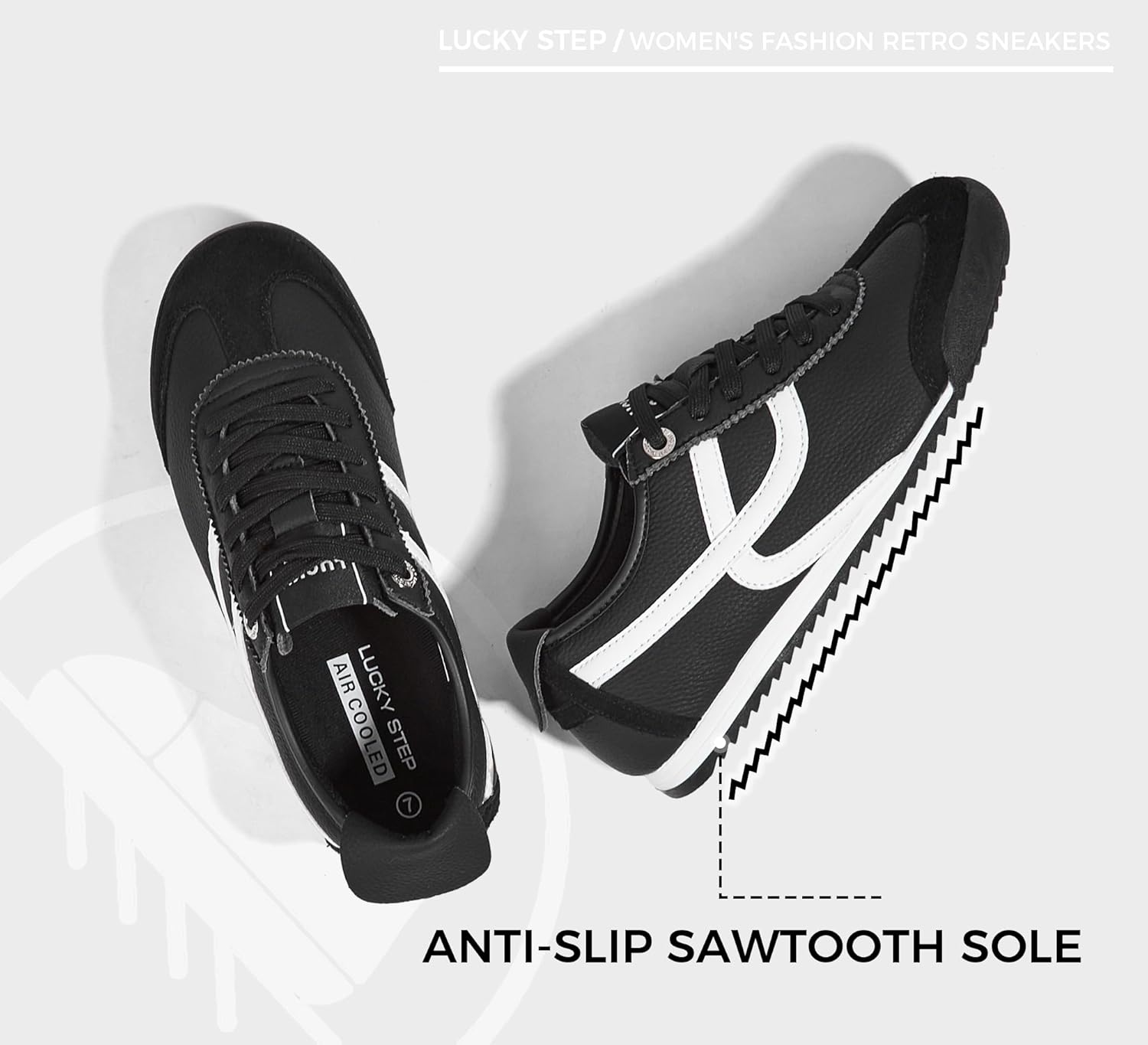 LUCKY STEP Women's Retro Fashion Sneakers Thin Sole Casual Walking Lightweight Tennis Trainers Running Gym Workout Classic Comfortable Athletic Shoes - Image 3