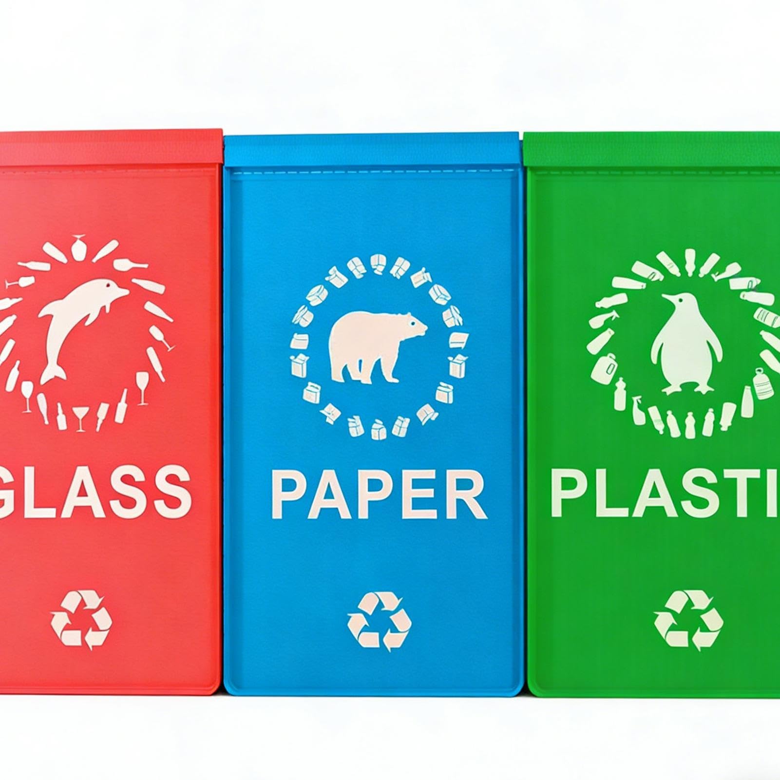 Bolsas de reciclaje reutilizables - Cesta plegable tejida resistente - 3 piezas Bolsas de reciclaje reutilizables resistentes al agua con asa - Para el hogar, cocina, jardín, interior separado