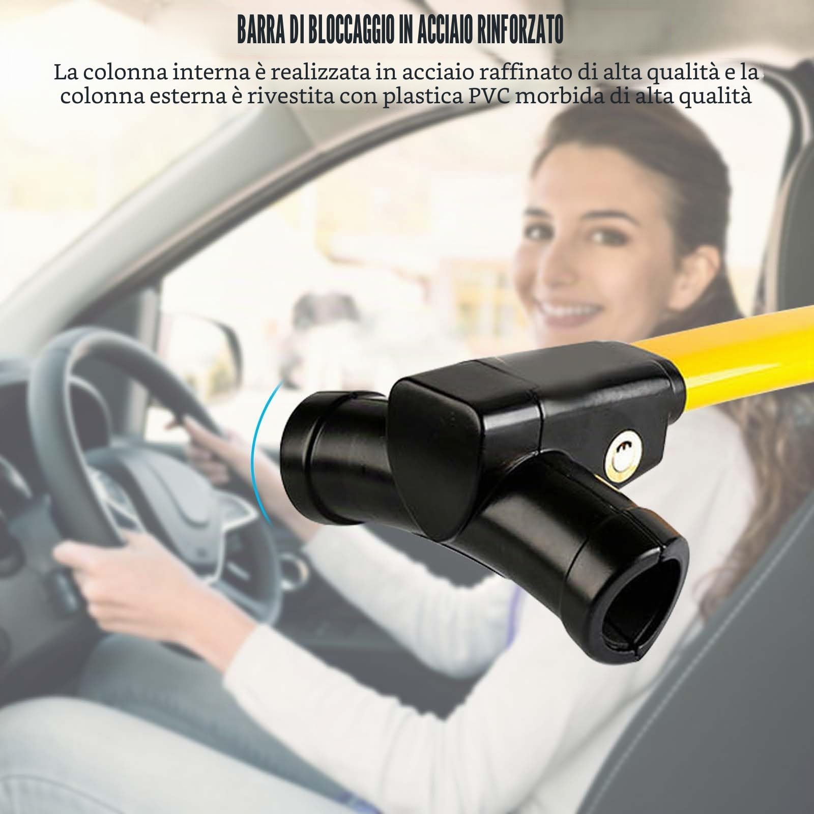 Antifurto universale per auto, con 2 chiavi, antifurto per auto, camper, furgoni, colore: nero