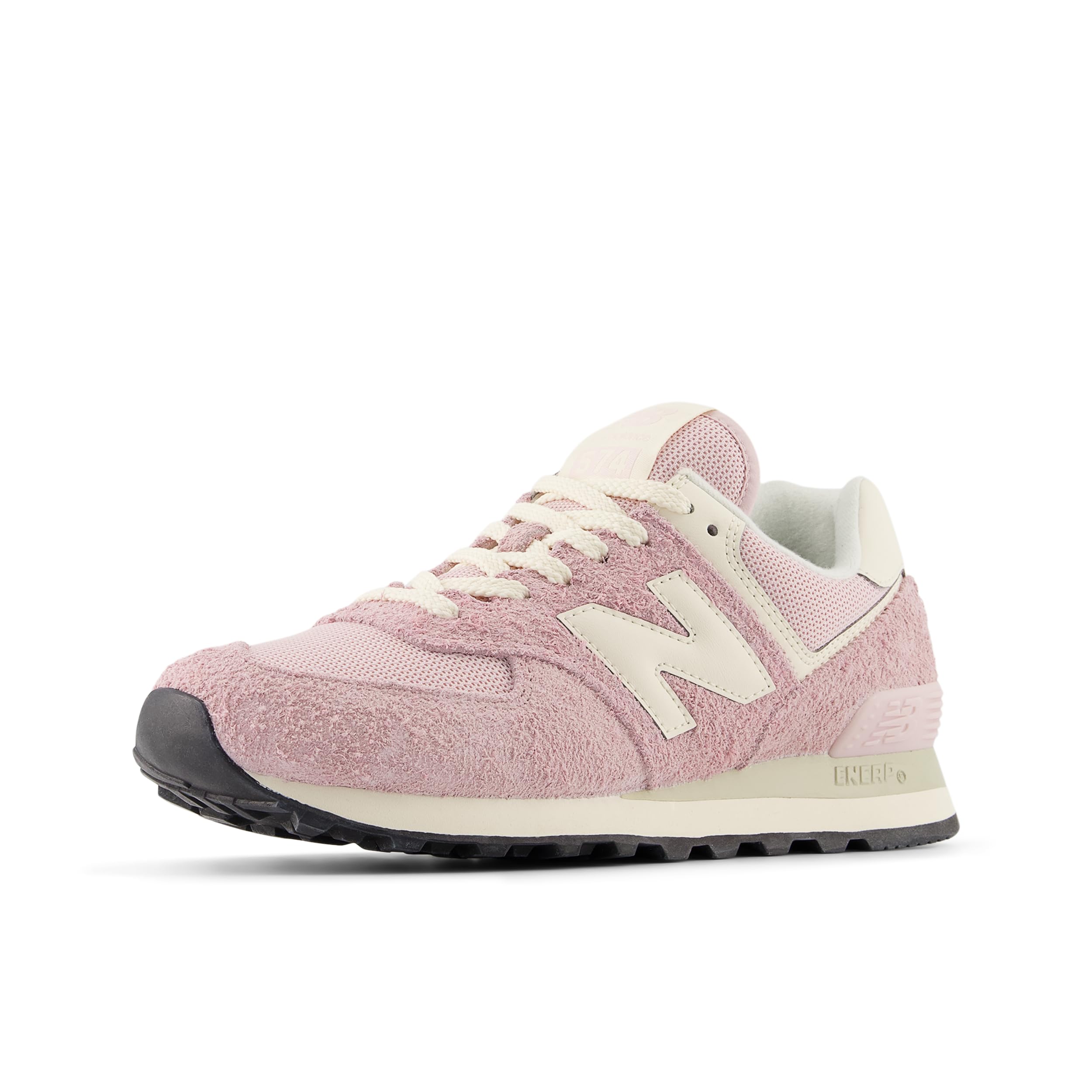 Close-up of the New Balance Womens 574 showing its suede and mesh construction and classic silhouette.