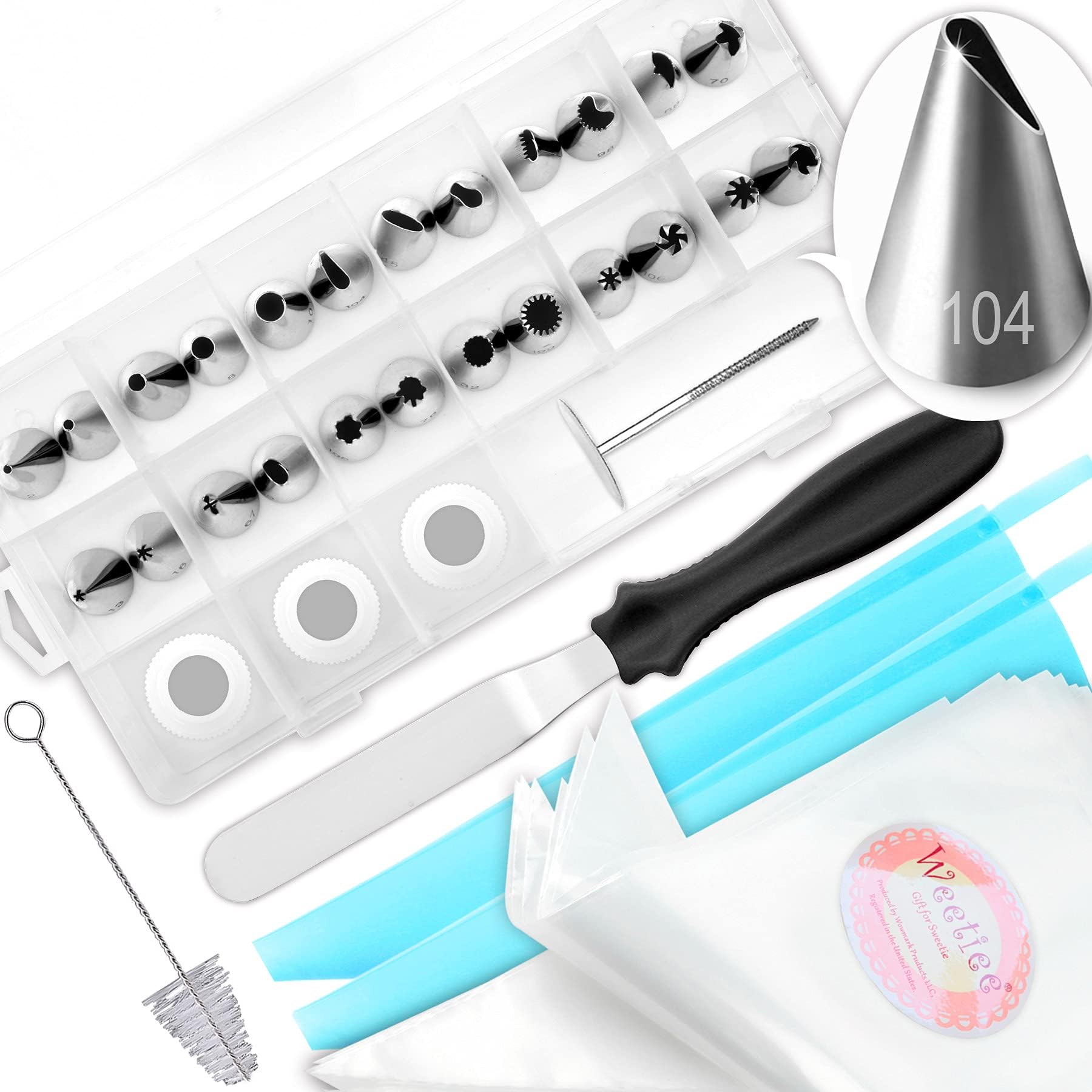 Weetiee [NUMBERED] Piping Tips and Bags Set