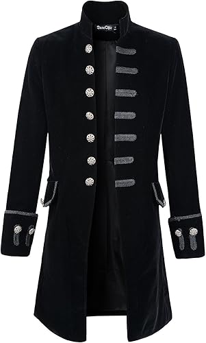 Miniatura 7 de Chamarra de hábito de estilo victoriano steampunk y gótico de terciopelo para hombre