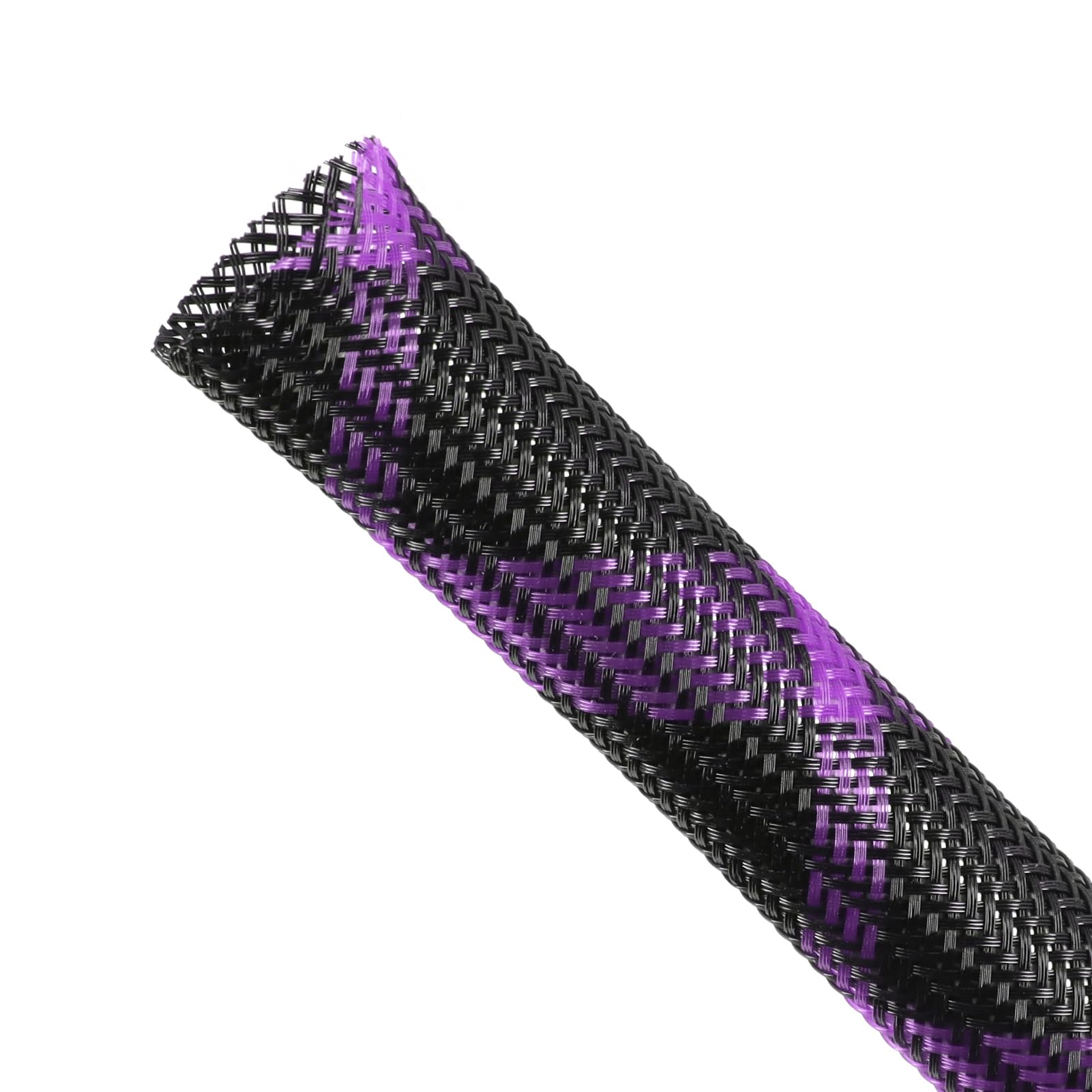 Expandable Braided Sleeving, PET Automotive Wire Loom Flexible Cable Management Wire Sleeving Cord Protector from Pets Chewing for Audio Video and Other Home Device (1/2"x26.25ft, Black-Purple)