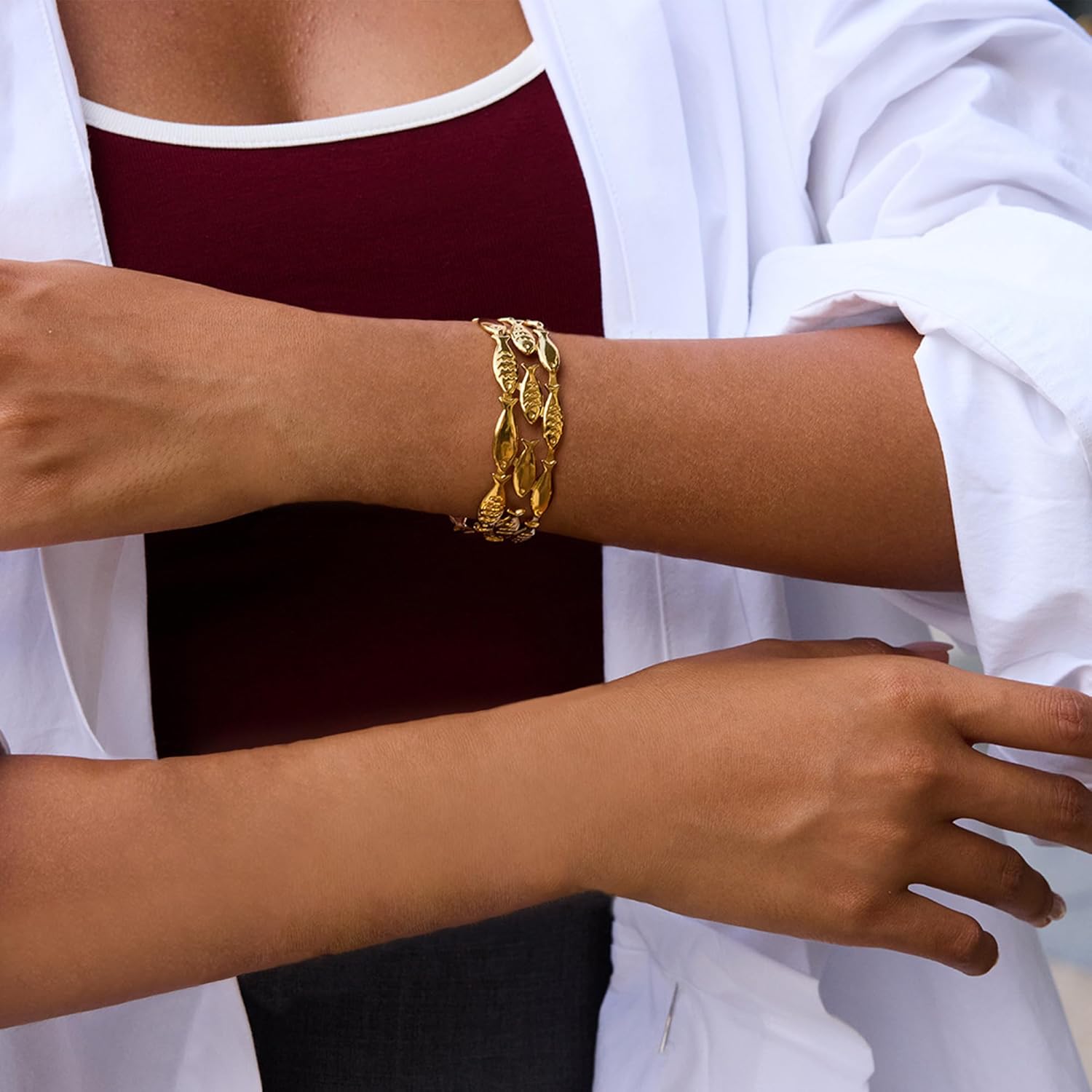 Chunky Statement Bangle Cuff Bracelets for Women Open Wide Thick Bracelet Boho Jewelry - Image 5