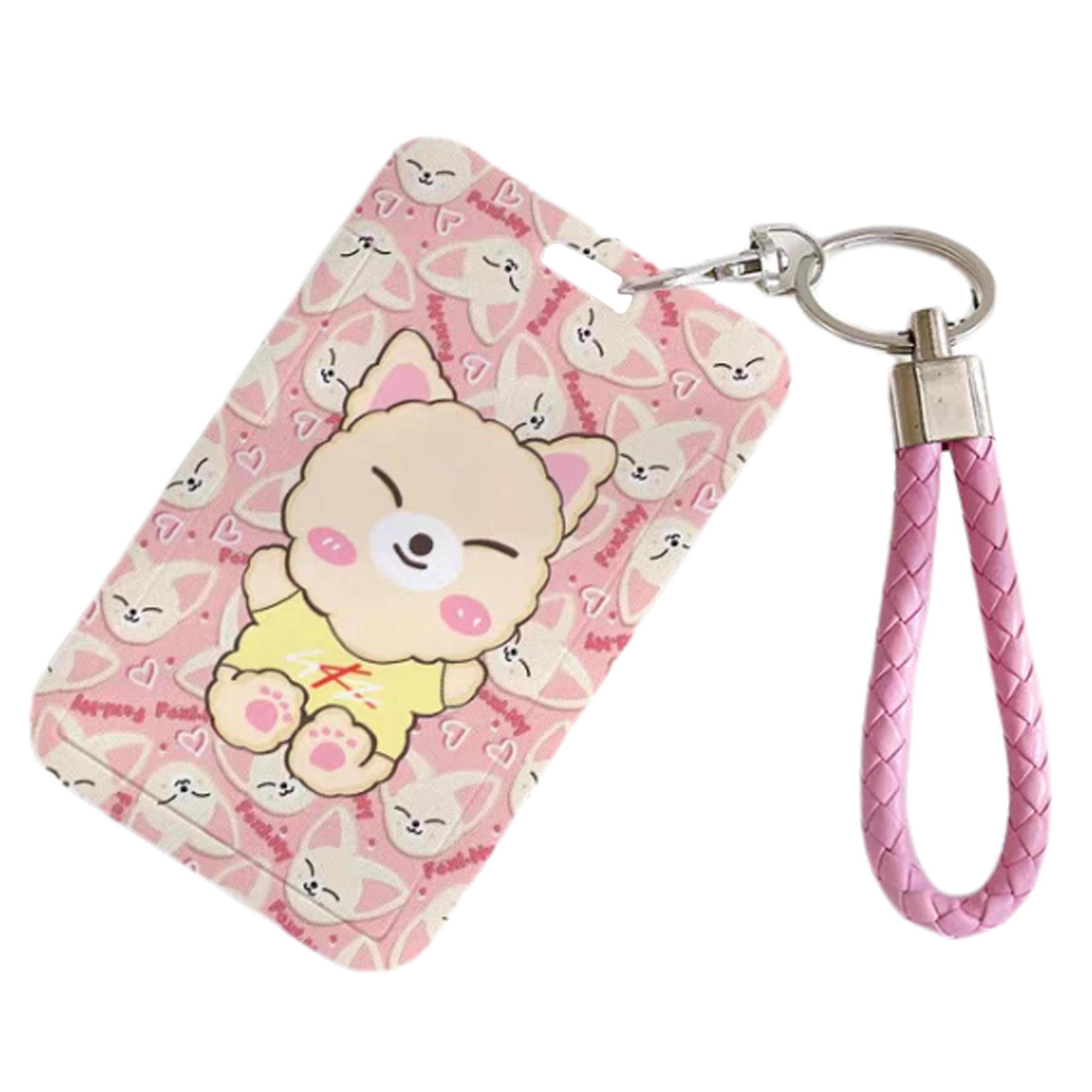 Satdflie Kpop Stray Kids Merch SKZOO Card Holder Set with Key Ring, Cartoon-Style ID Photo Card Holder Case for SKZ Fans Gifts, Color/9