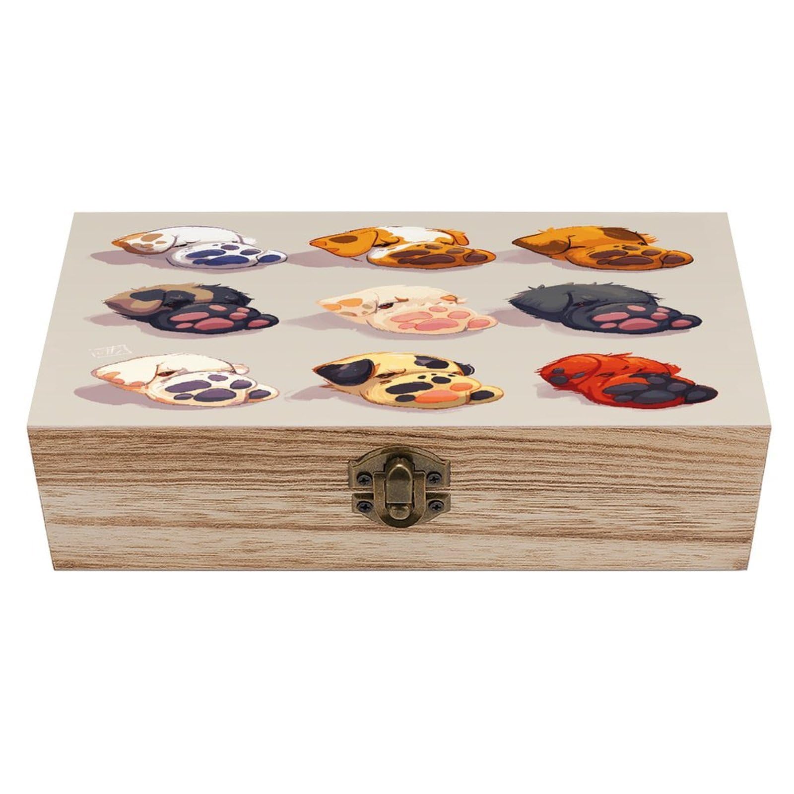 LZQPOEAS Cute Dog Paw Wooden Box Storage Space to Organize Jewelry in A Beautiful Small Storage Box Decorative Card Boxes Memory Treasure Boxes for Crafts And Photo Storage