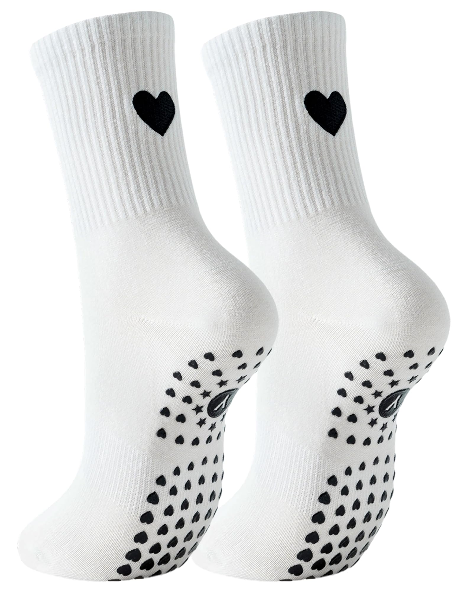 Yawlsow Pilates Grip Socks for Women Yoga Grippy Socks Cute Barre Non Skid Athletic Crew Sticky Sock Workout Hospital