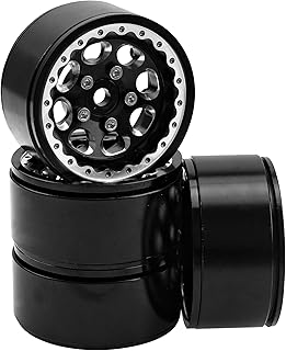 4Pack HIRCQOO Metal 1.9 Wheels 1.9' Beadlock Wheel Rims Hubs 8 Holes Compatible with Traxxas TRX4 Axial SCX10 90046 SCX10-III RC4WD D90 D110 Redcat Gen7 Gen8 1/10 RC Crawler Car