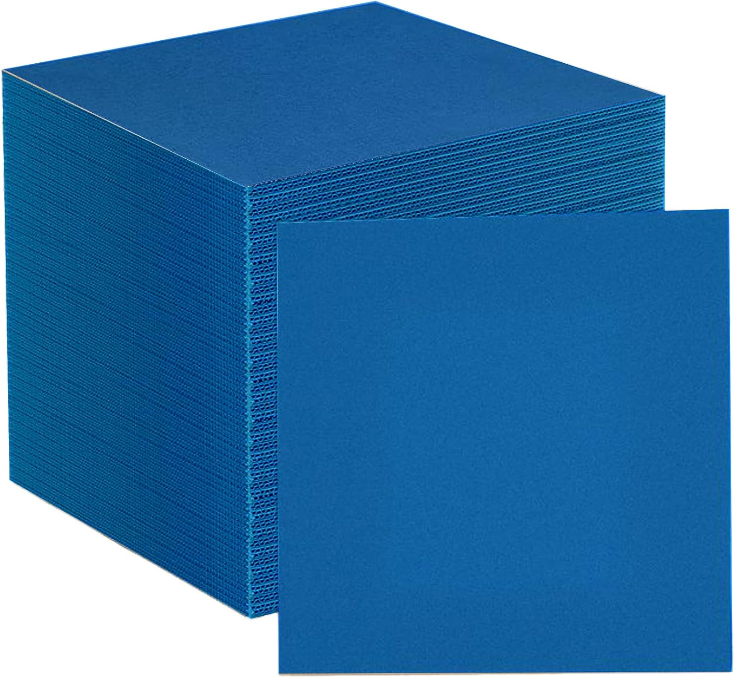 Ucanpack Corrugated Cardboard Sheets Layer Pads 12x12 Inch, Blue (White Back) Square Flat Sheet 100 Pcs Pack, 1/8" Thick T-shirt Folding Board, Card Board Insert For Mailing, Backing Sheets(B Flute)