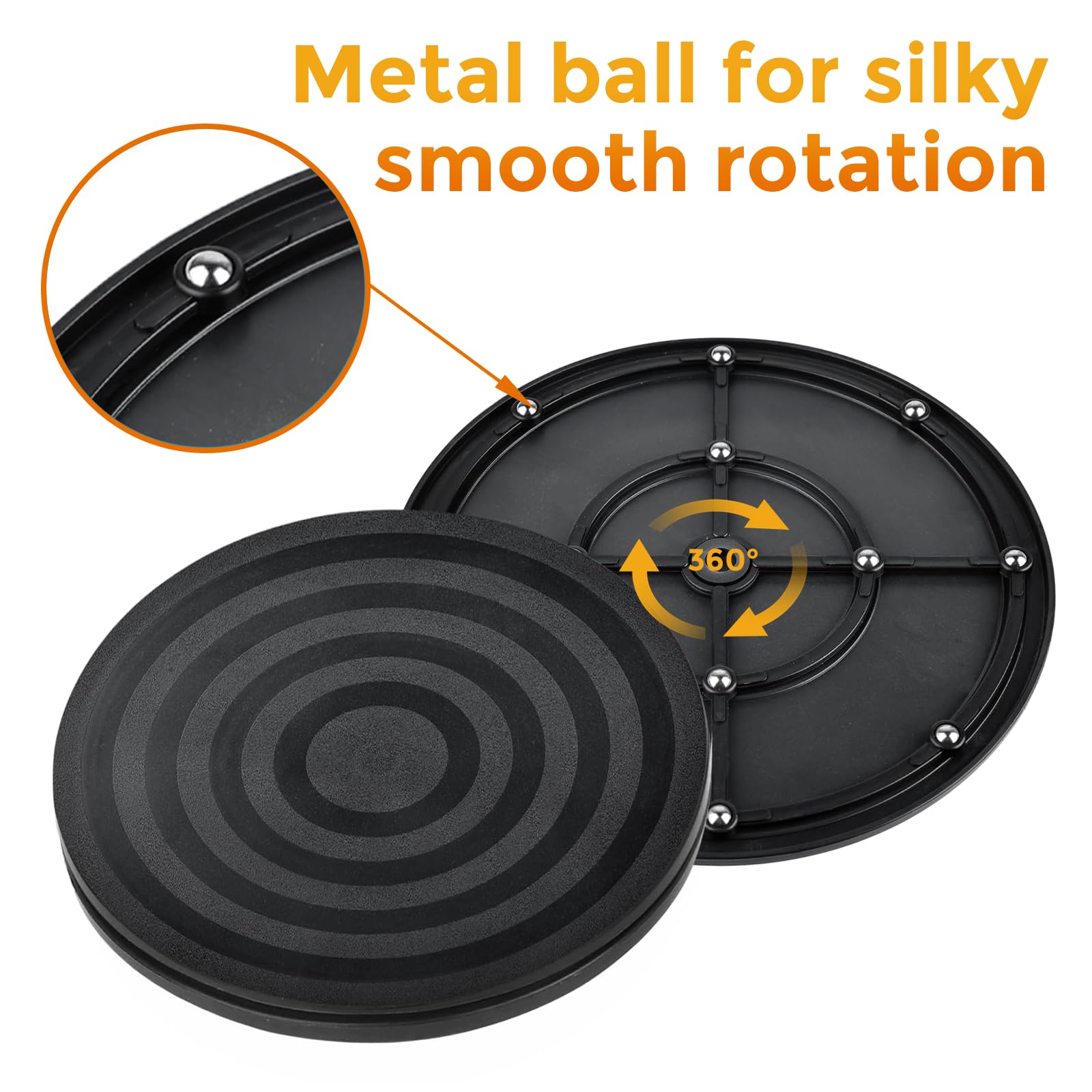 2 Pcs Tourne-Disque Rotatif à 360°Plateau Pivotant,TV Support Pivotant Plateau Universel Rond Plateau Tournant Manuel avec Roulement à Bille pour Ordinateurs Portables, moniteurs, Noir, 20cm