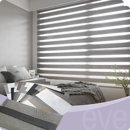 Graywind Eve Zebra Blinds - Persianas de doble capa, control de luz de privacidad, talla única (muestras de tela)