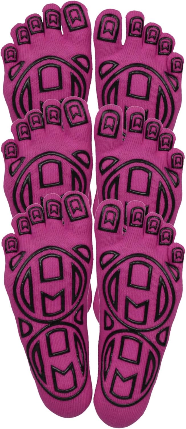 Mato & Hash 5-Toe Exercise Barefoot Feel Yoga Toe Socks With Full Grip