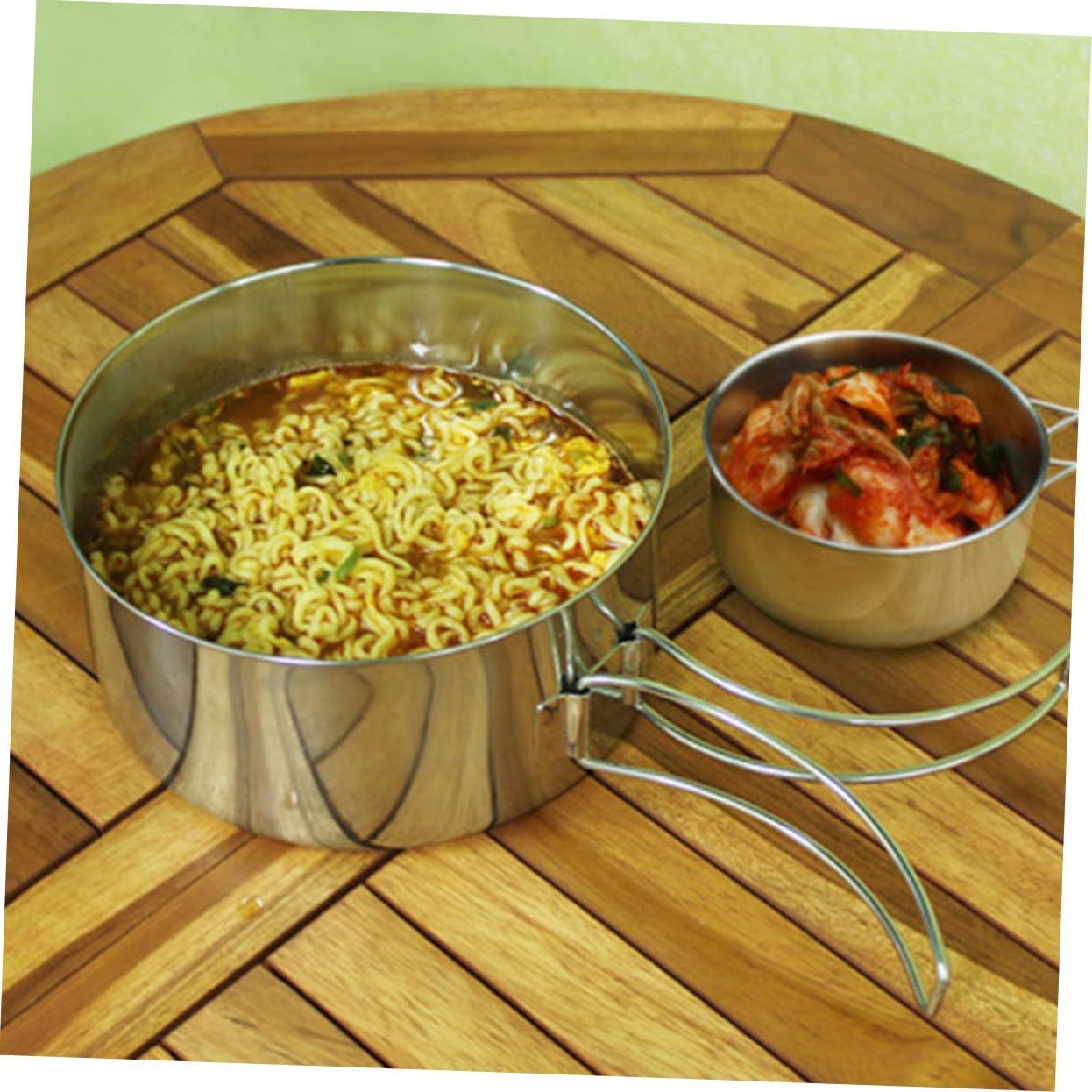 Stainless Steel Pot Set Camping Cooking Pan Set Person Outdoor Cooking Gear Picnic Cookware Kit