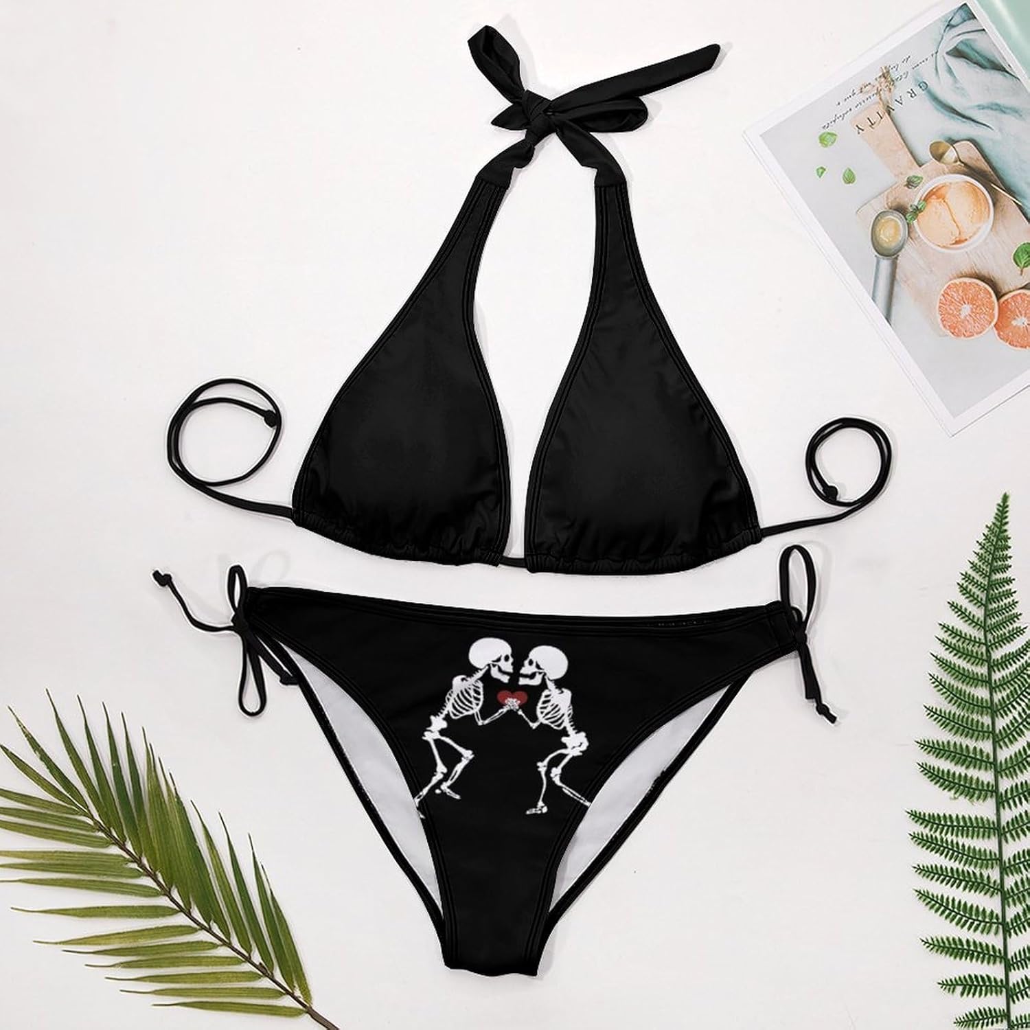 Skeletons Lover Novelty Women's 2 Piece String Bikini Set Swimsuits Bathing Suit Swimwear