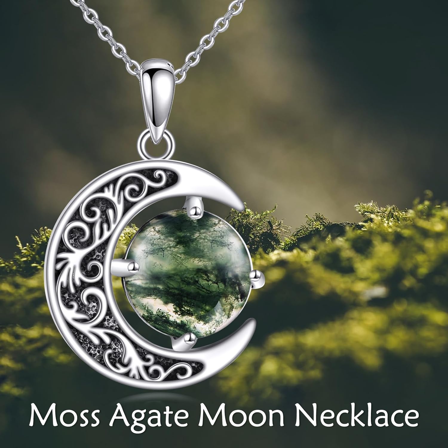 URONE Moon Necklace for Women 925 Sterling Silver Filigree Moon Pendant Necklaces Jewelry Gifts - Image 6