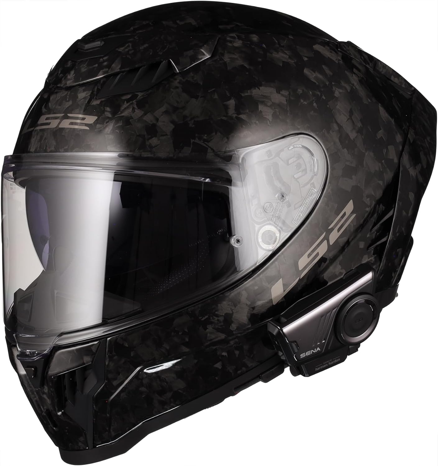 LS2 Helmets Dragon Carbon Full Face Helmet with Preinstalled Sena 60S Mesh Bluetooth Headset