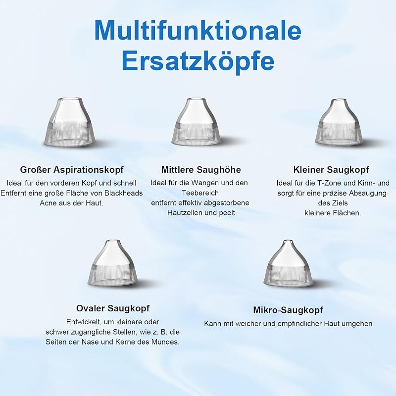 DOCOCO Pórustisztító Szívóeszköz 3 Fokozattal és 5 Fejjel Mitesszer Eltávolítóhoz