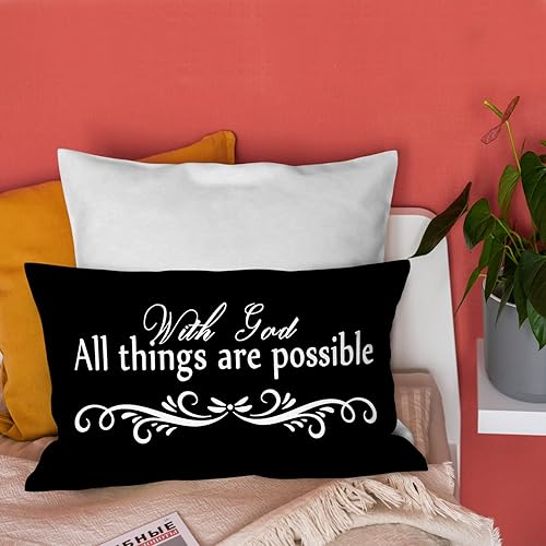 Miniatura 3 de with God All Things are Possible - Funda de almohada suave, con citas inspiradoras, funda de almohada decorativa, decoración cristiana de granja