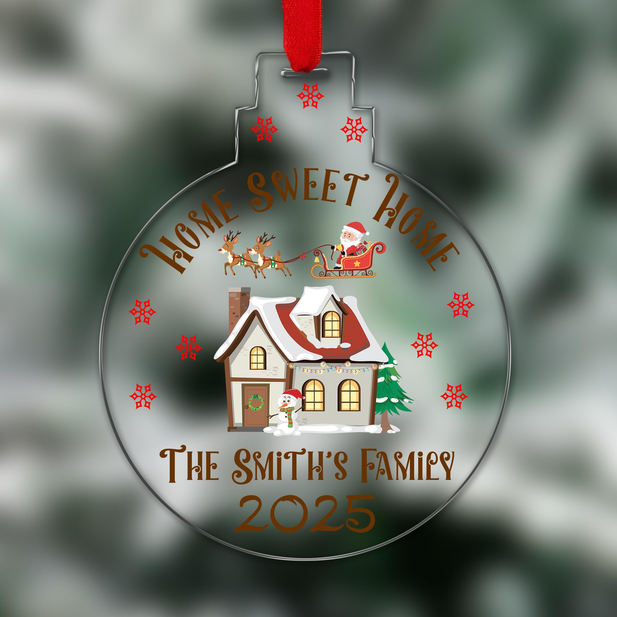 Kreatesquare Design 15 Personalised Christmas Tree Decorations Baubles For First Christmas At New Home Street & Family Name | Xmas Tree Decoration Personalised Bauble For Xmas Decorations