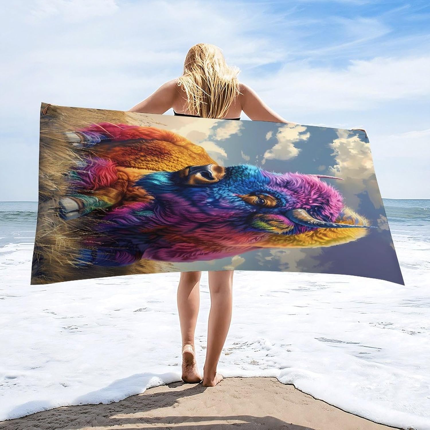 American Buffalo Bath Towel Beach Towels Quick Dry Oversized Bath Blanket Highly Absorbent Towel for Women Men 160x80cm